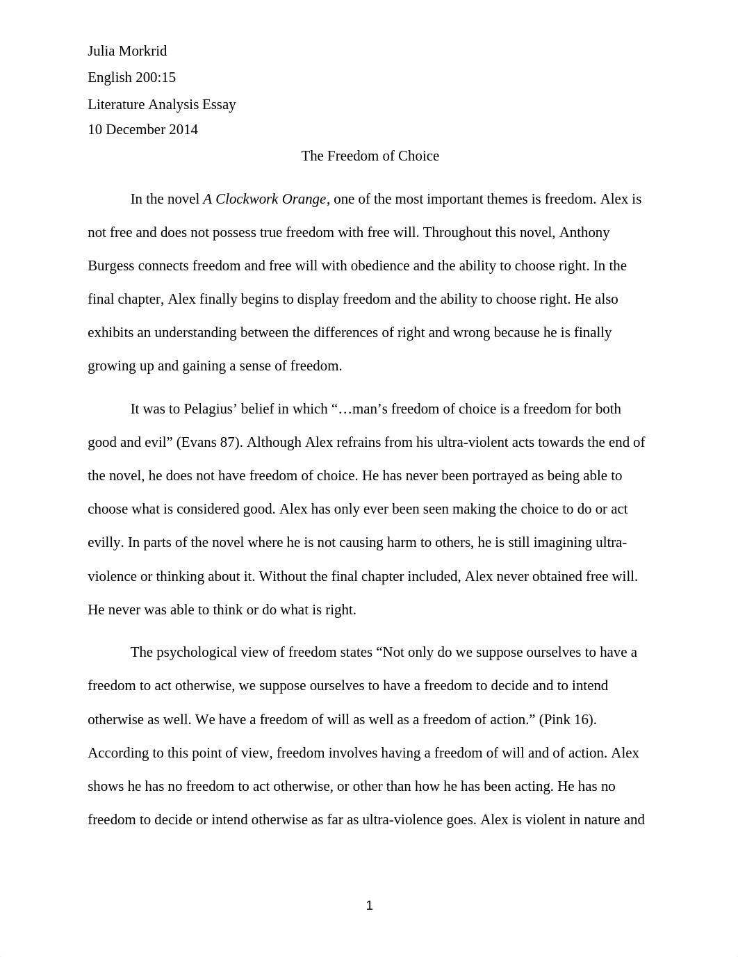 Literature Analysis Essay - A Clockwork Orange_dzokeau7ksx_page1