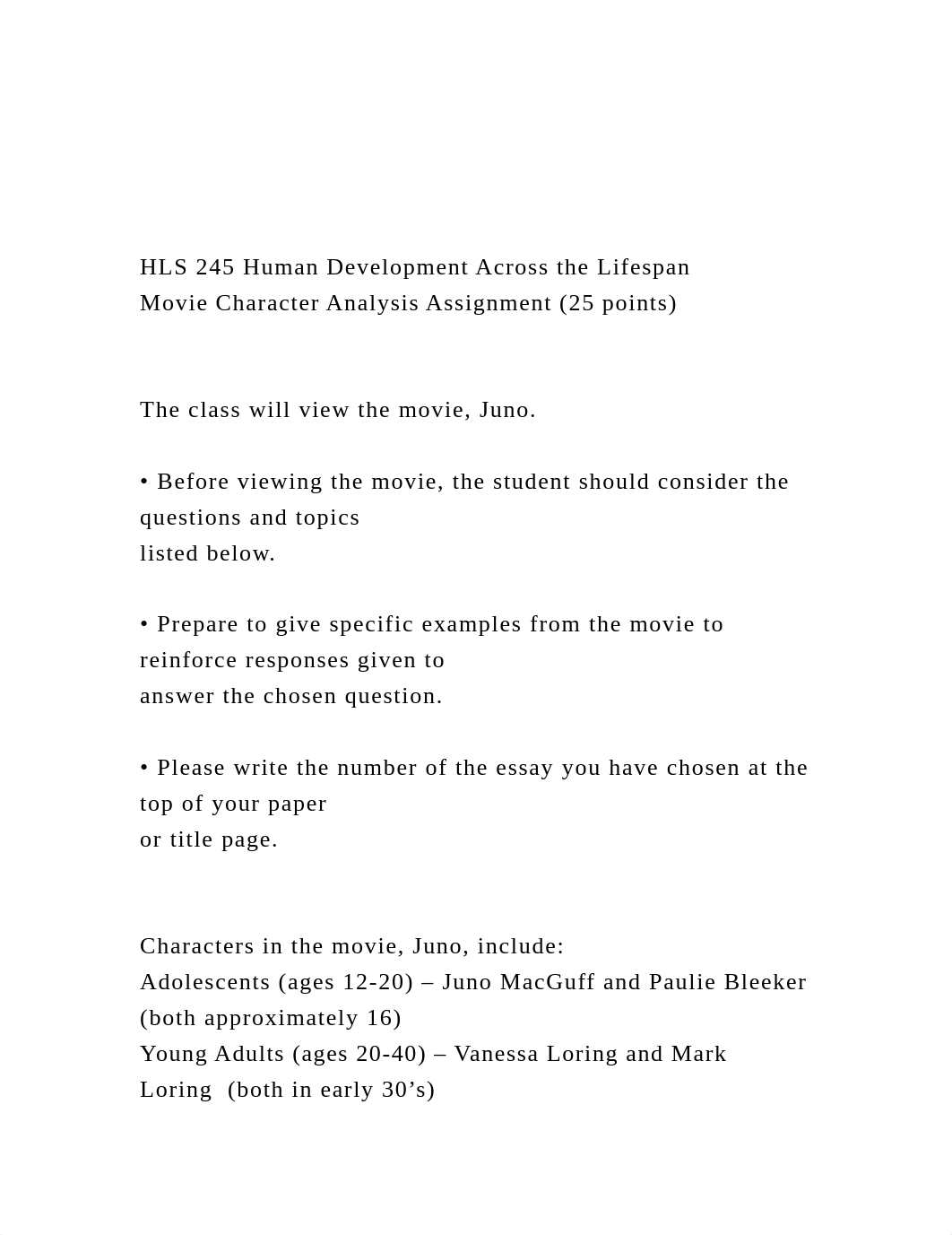 HLS 245 Human Development Across the Lifespan      Movie Cha.docx_dzotxnrrka3_page2