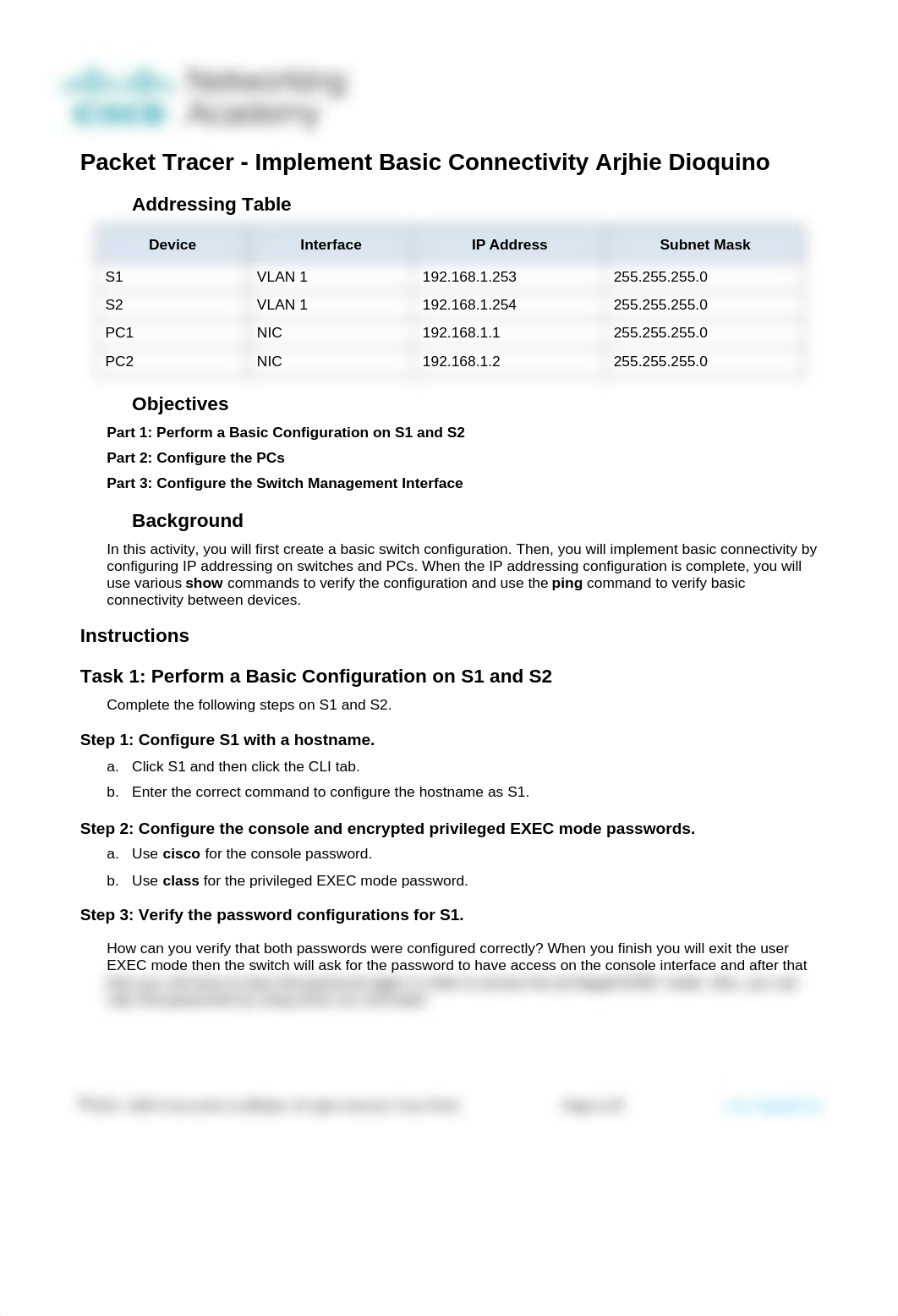 2.7.6 Packet Tracer - Implement Basic Connectivity.docx_dzps4f7zkf4_page1