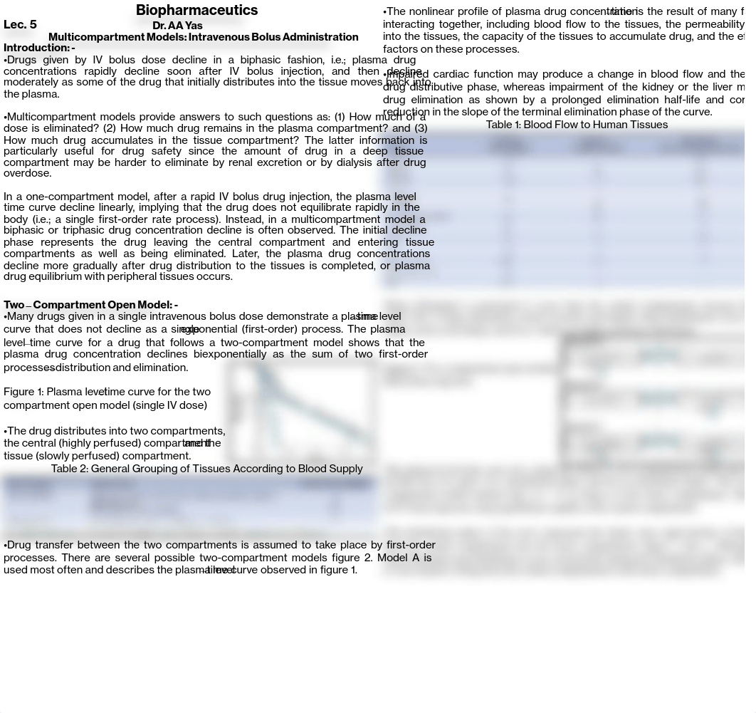 4a - Multicompartment Models Intravenous Bolus Administration.pdf_dzqnc67b8uh_page1