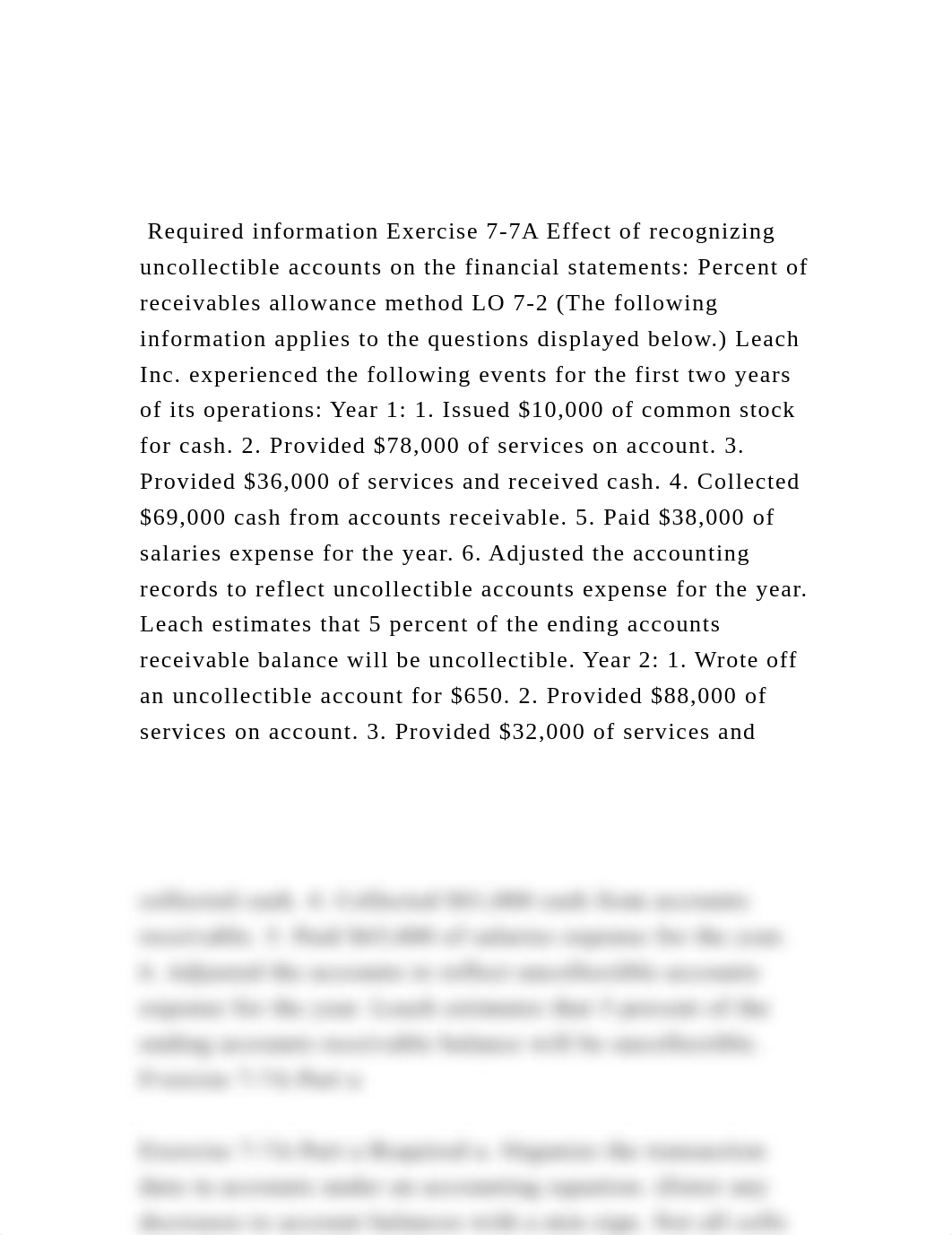 Required information Exercise 7-7A Effect of recognizing uncoll.docx_dzqrzafa929_page2