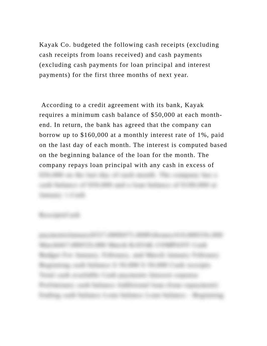Kayak Co. budgeted the following cash receipts (excluding cash recei.docx_dzqvgj57dhq_page2