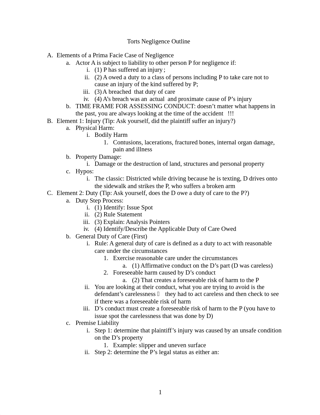 Torts Negligence Outline (2).docx_dzrmzg5zzvk_page1