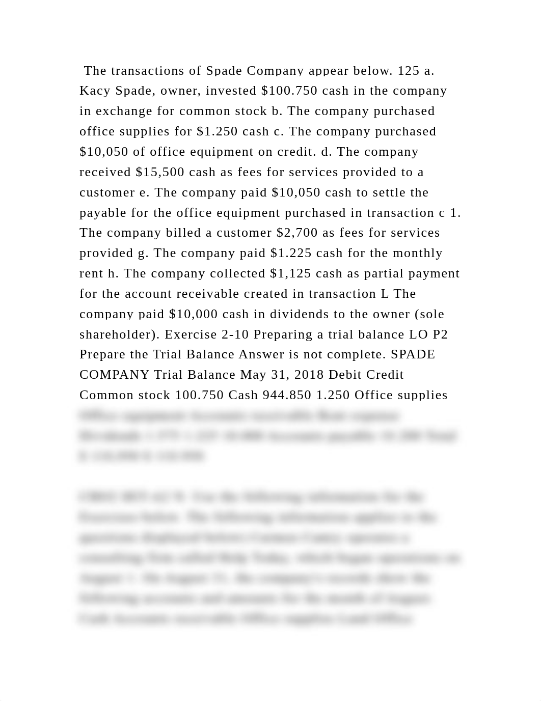 The transactions of Spade Company appear below. 125 a. Kacy Spade, ow.docx_dzs0atlqq5k_page2