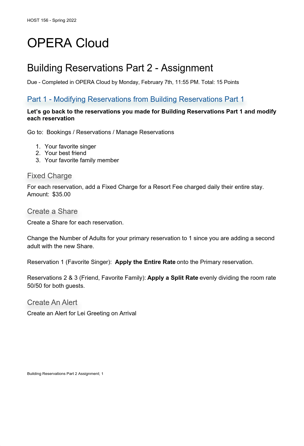 Copy of OPERA Cloud - Building Reservations Part 2 - Assignment - SP 22.pdf_dzsfkfdt39g_page1