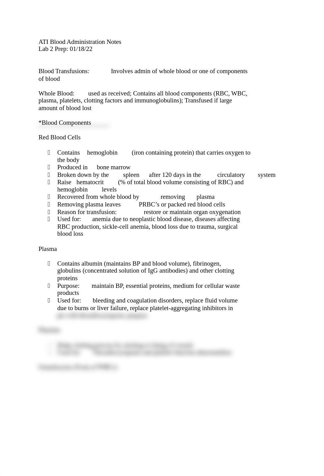 Blood Administration ATI Notes 341.docx_dzsgi08gtv7_page1