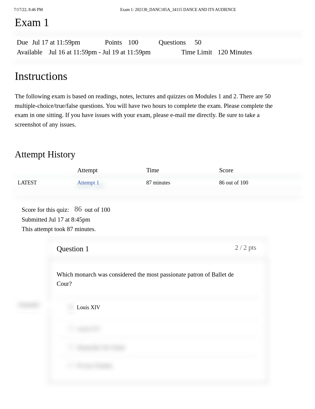 Exam 1_ 202130_DANC185A_34115 DANCE AND ITS AUDIENCE answer.pdf_dzsxa2vor6e_page1