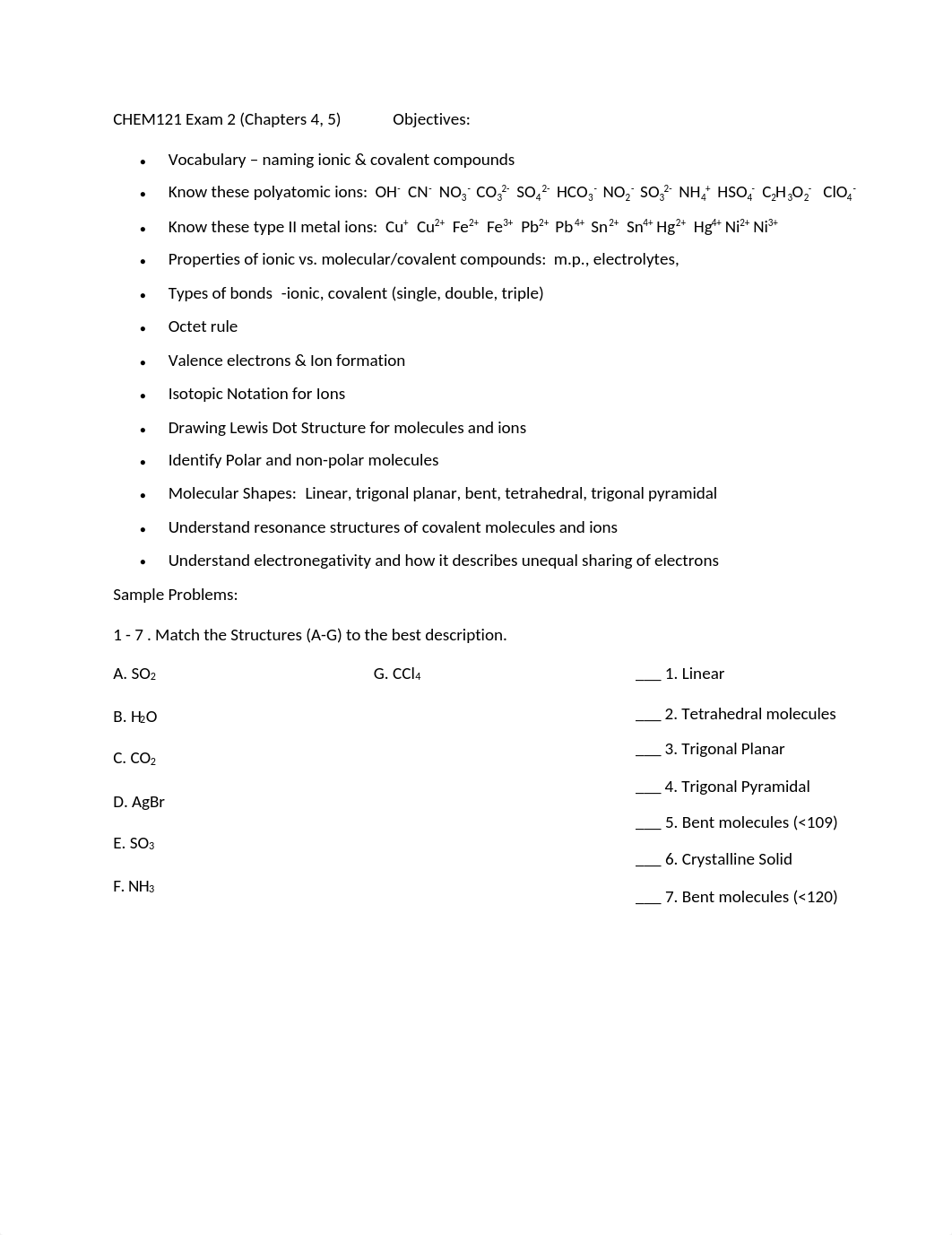 CHEM121 Exam 2 Objectives&PracticeF19.docx_dztksq2d51r_page1