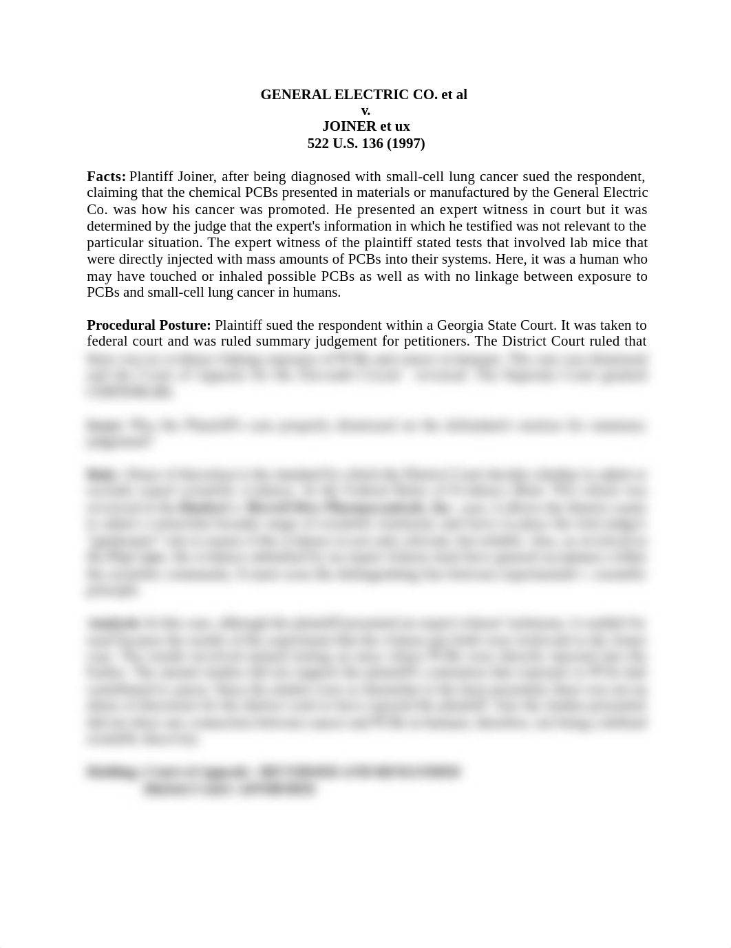 General Electric Company v. Joiner casebrief_dzvqkj5q2by_page1