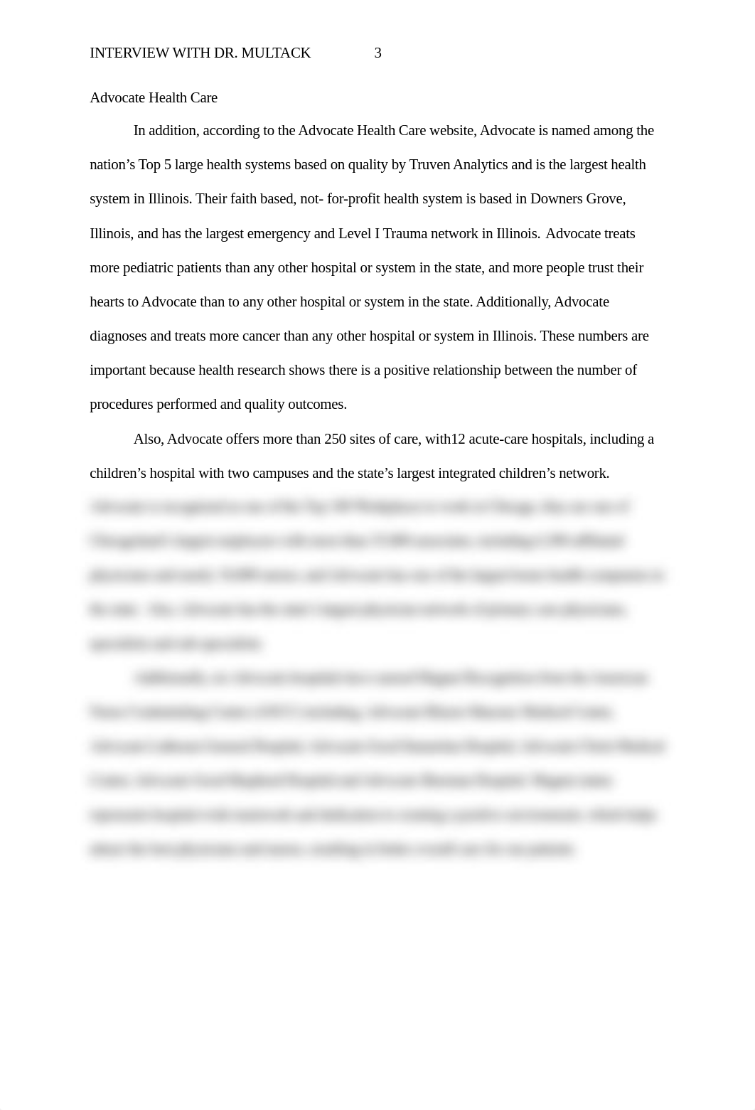 Coleman HLAD 4101 Interview paper Dr Multack Advocate South  Suburban Hospital (1).docx_dzw0o2rmg94_page3