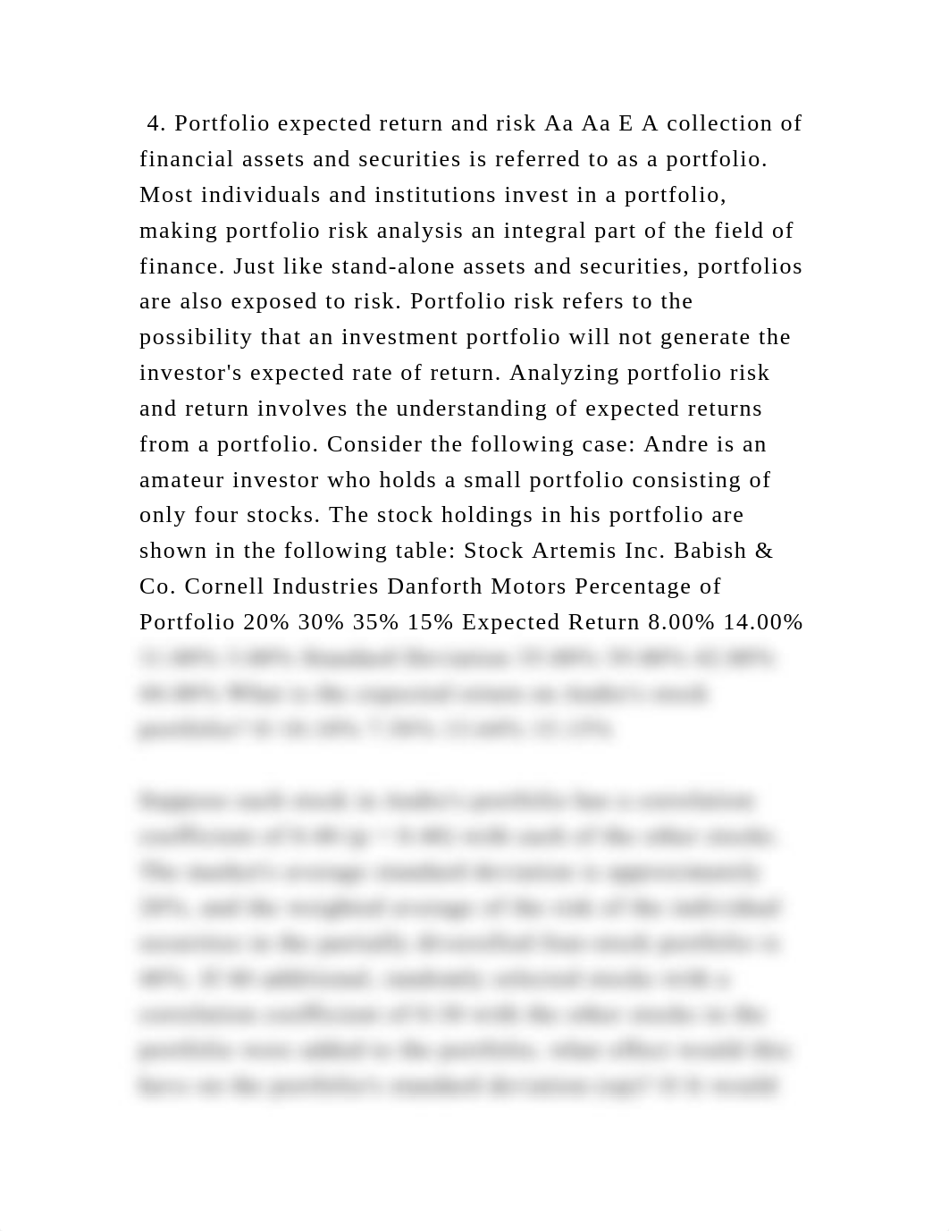 4. Portfolio expected return and risk Aa Aa E A collection of financi.docx_dzwa7rhkytw_page2