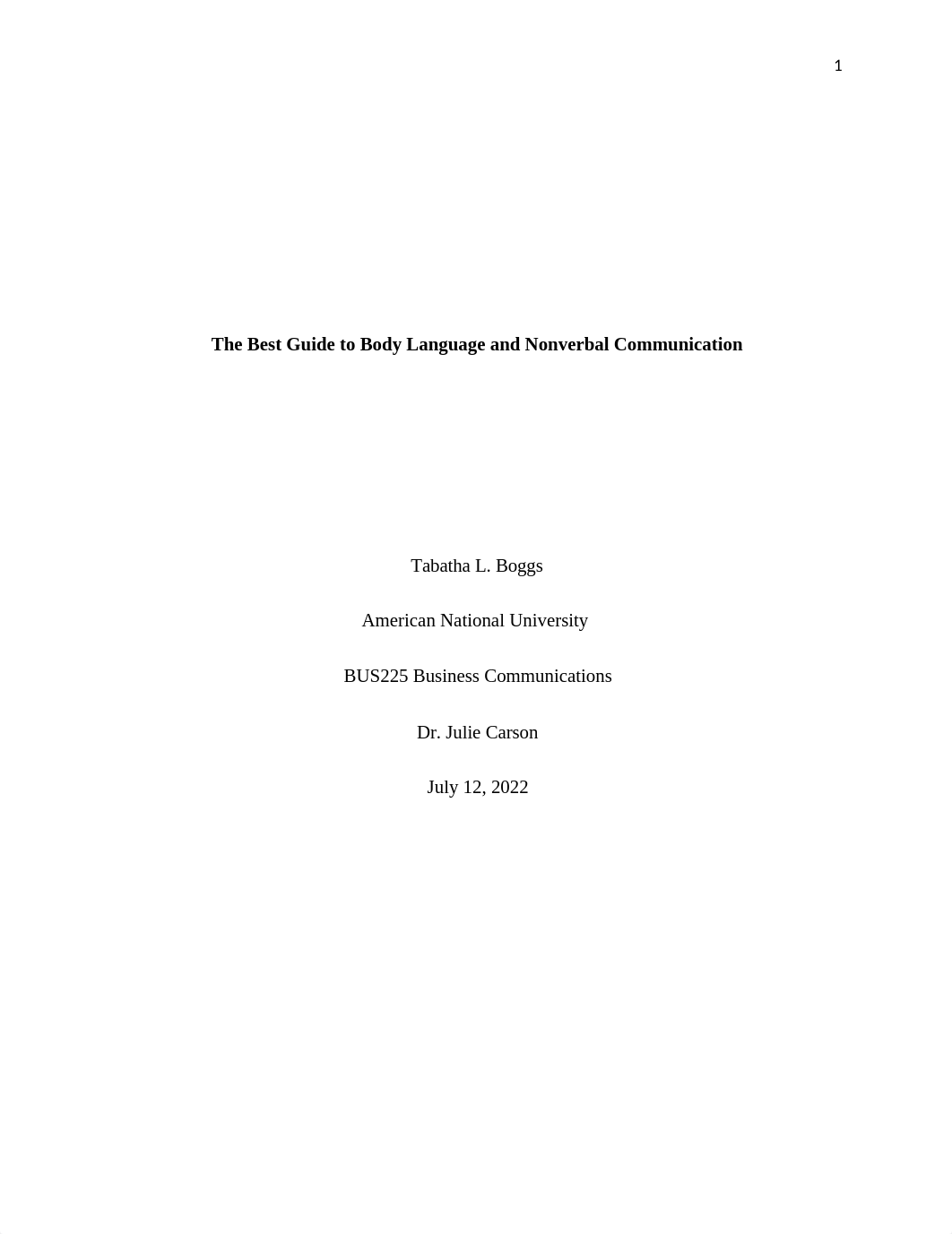 BUS225 Week 4 Assignment The Best Guide to Body Language and Nonverbal Communication Tabatha Boggs.d_dzwcwcle2aq_page1