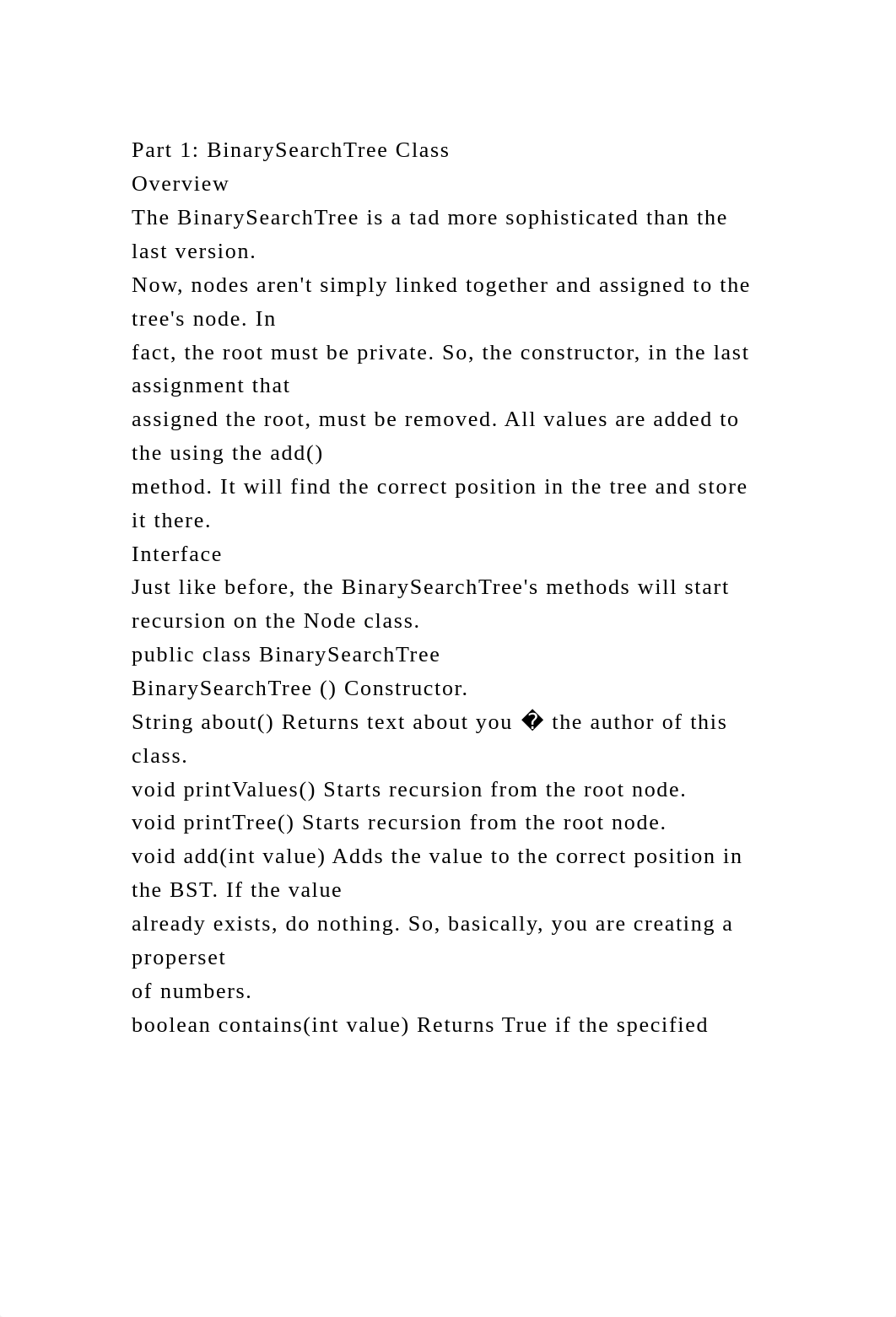 Part 1 BinarySearchTree ClassOverviewThe BinarySearchTree is a .docx_dzwd7bpmzjx_page2