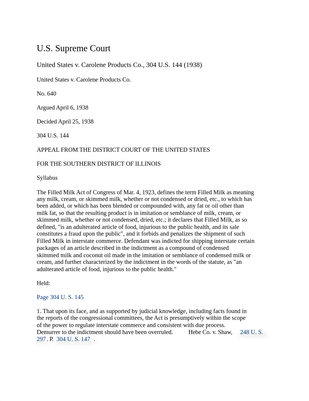 United States v. Carolene Products Co., 304 U.S. 144 (1938).docx_dzwwxka1t7h_page1