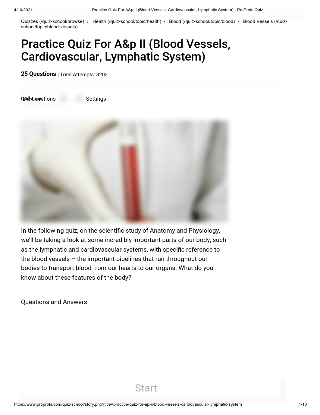 Practice Quiz For A&p II (Blood Vessels, Cardiovascular, Lymphatic System) - ProProfs Quiz.pdf_dzx5yao0zdq_page1