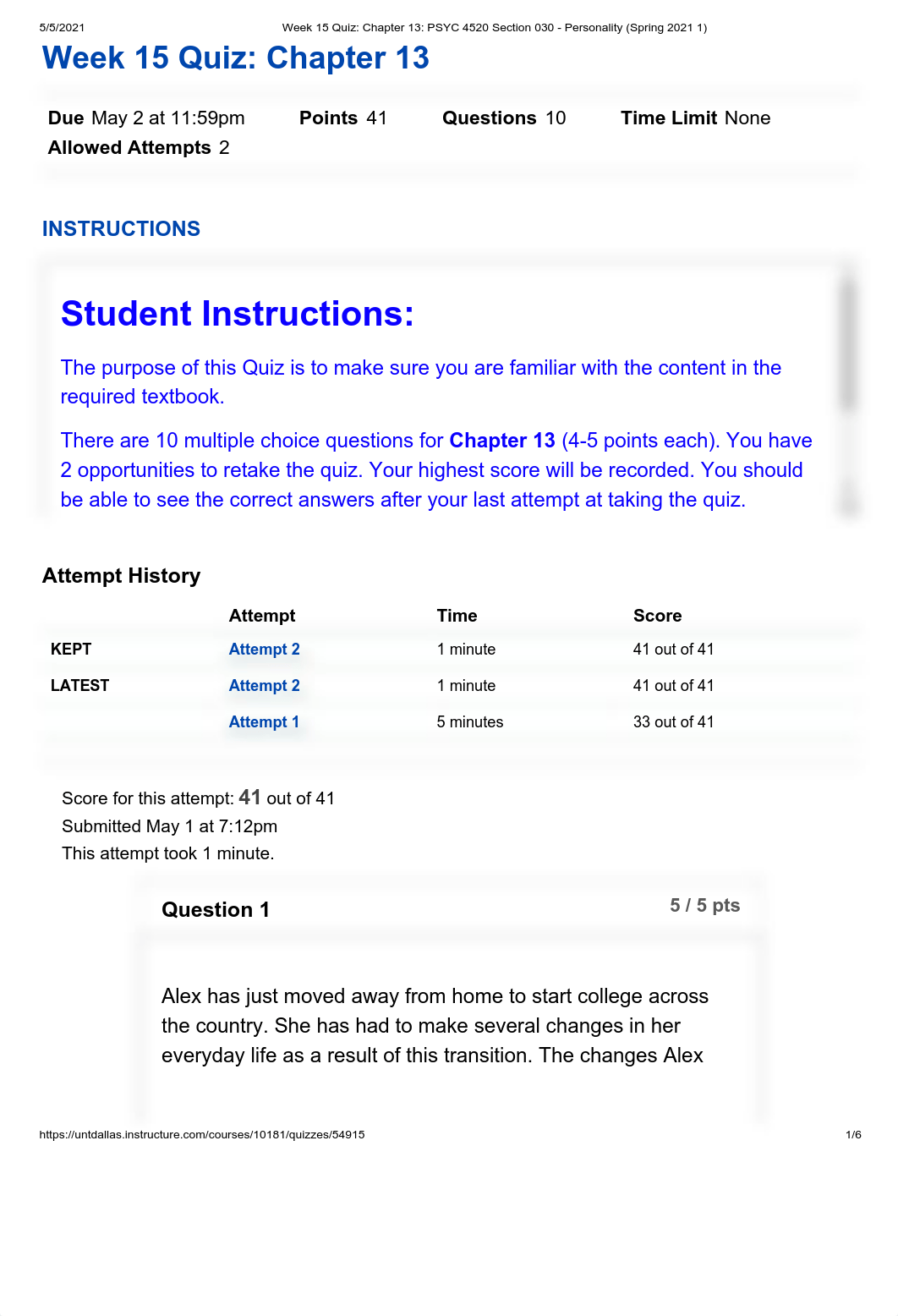 Week 15 Quiz_ Chapter 13_ PSYC 4520 Section 030 - Personality (Spring 2021 1).pdf_dzxmcl2o4sy_page1