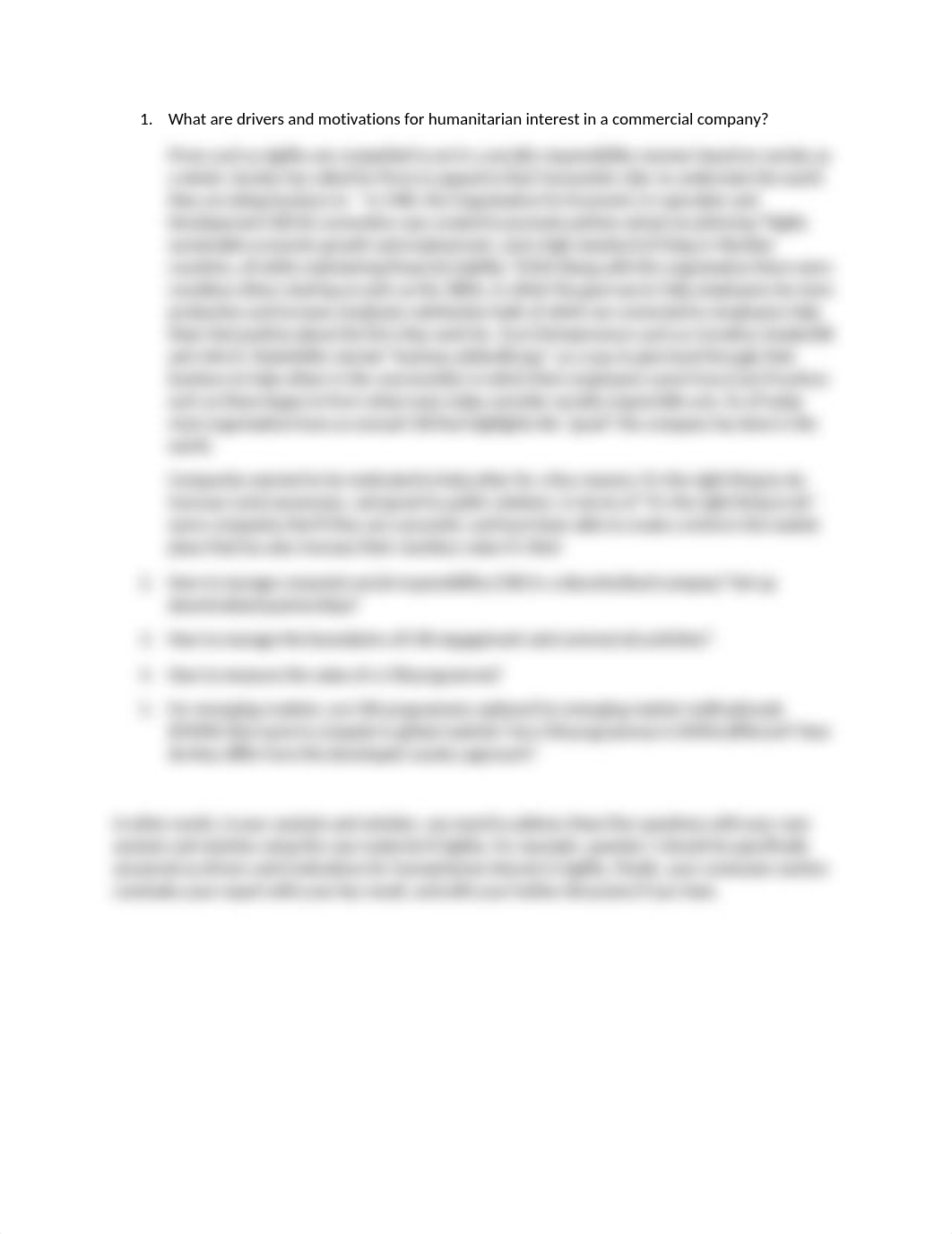 What are drivers and motivations for humanitarian interest in a commercial company_dzxz2dzbkey_page1