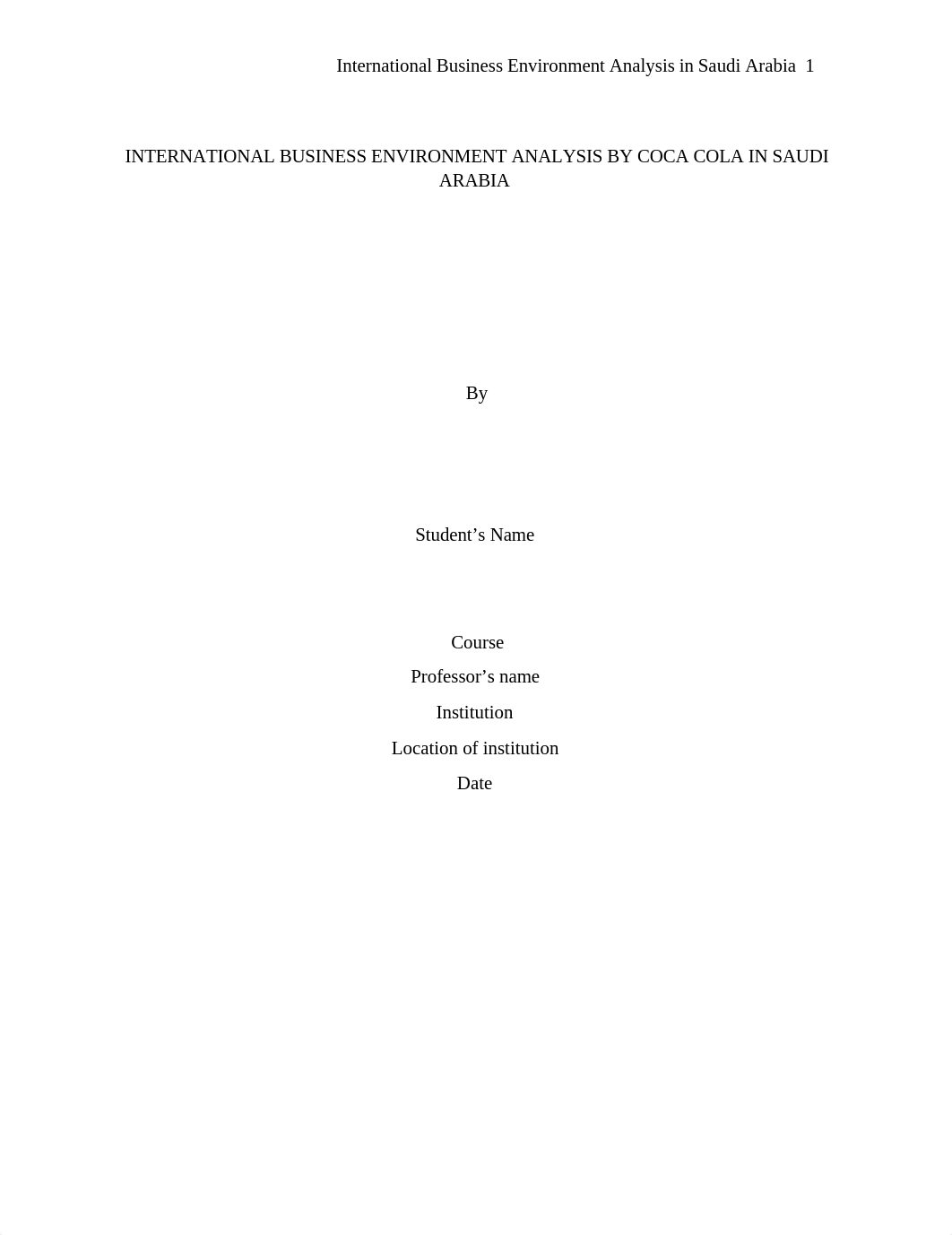 International Business Environment Analysis of Coca Cola Company in Saudi Arabia.doc_dzybpmzs7wj_page1