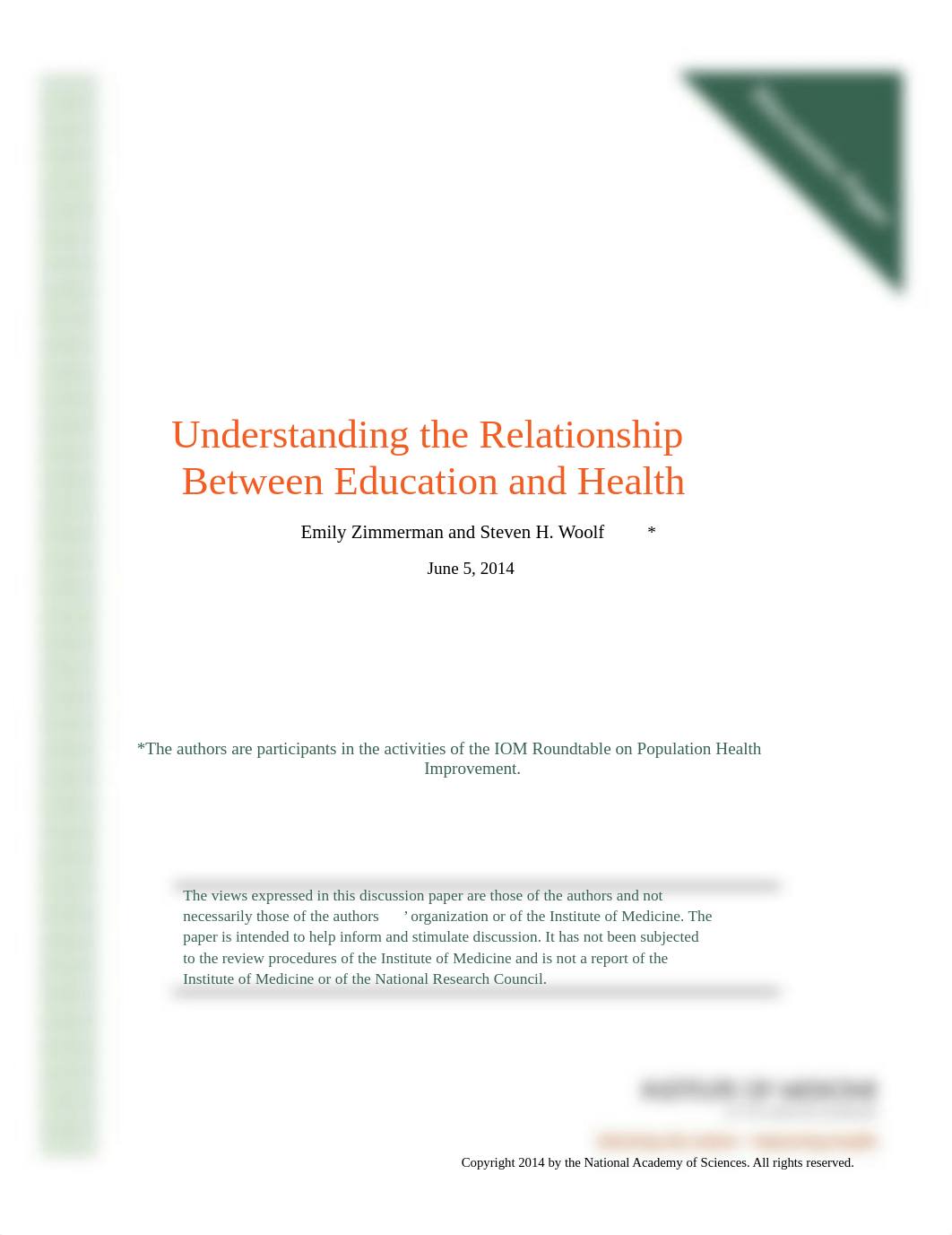 Zimmerman, Woolf - 2014 - Understanding the Relationship Between Education and Health.pdf_dzynqtv107q_page1