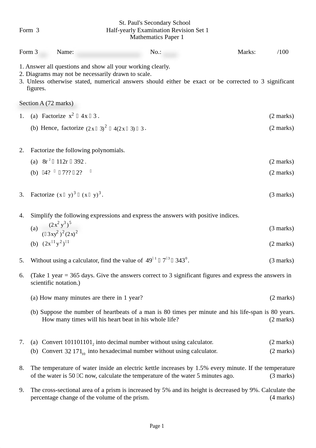 F.3 Half-yearly Exam Revision Set 1 with answers.pdf_dzywgi51eul_page1