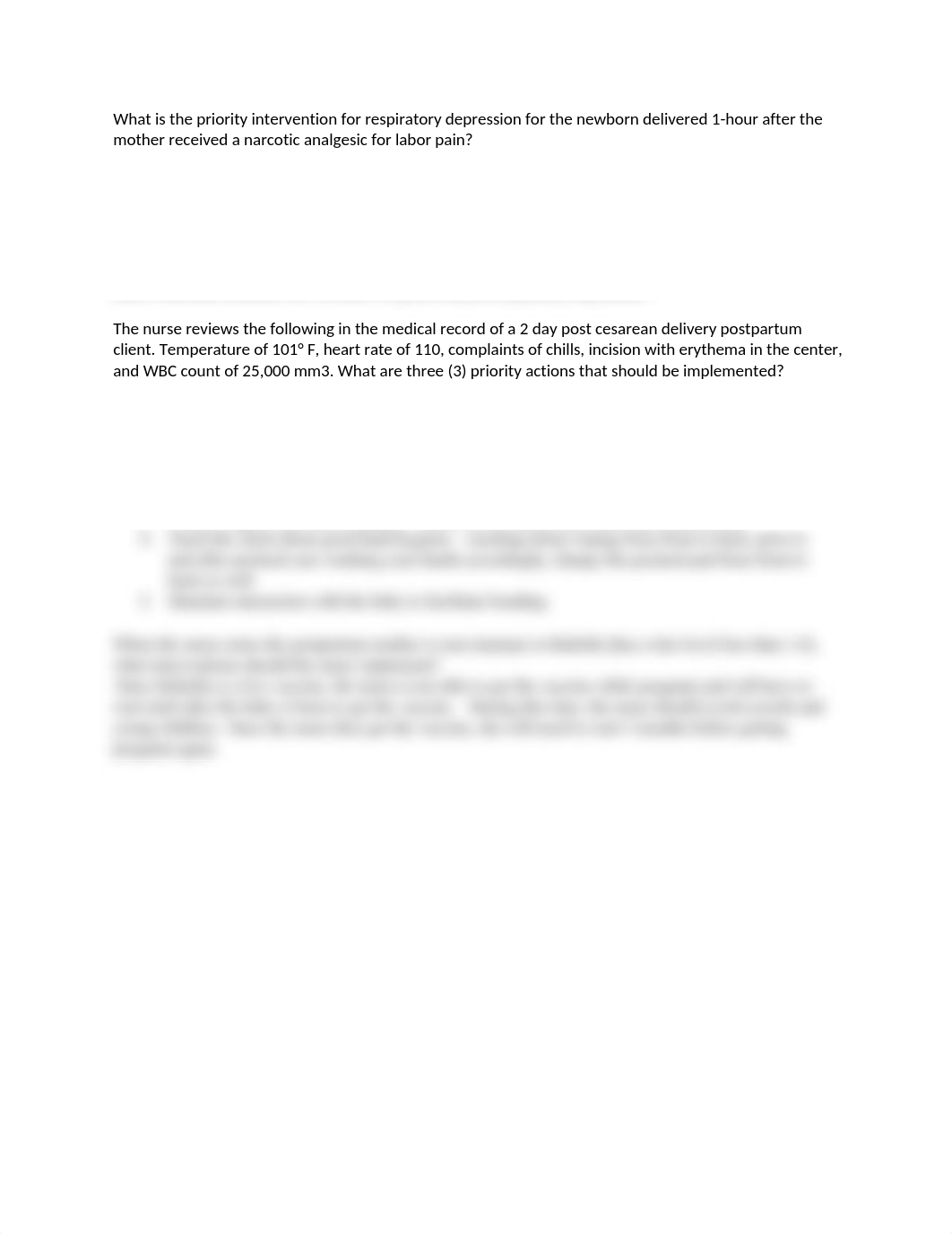 What is the priority intervention for respiratory depression for the newborn delivered 1.docx_dzyz55u6bvc_page1