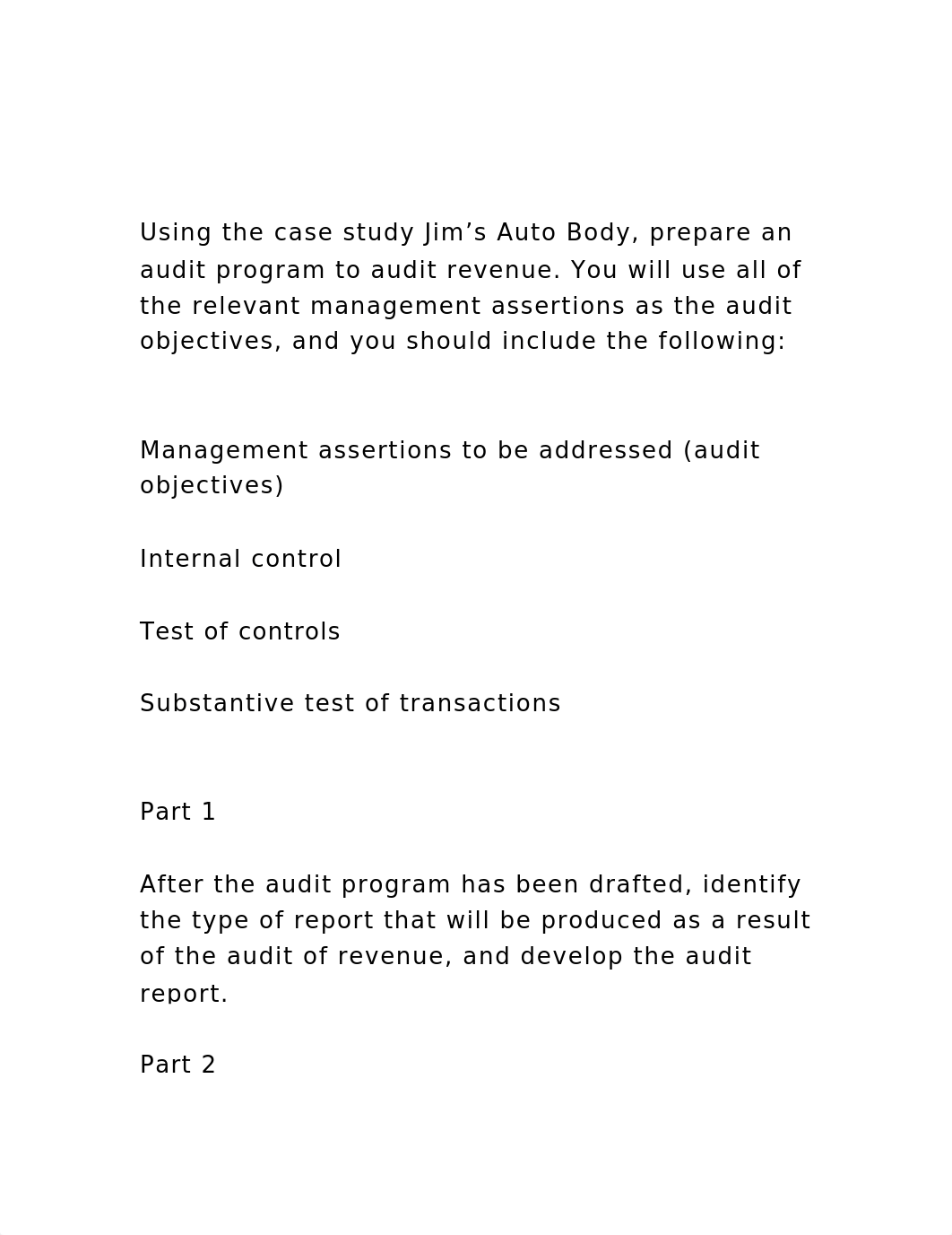 Using the case study Jim's Auto Body, prepare an audit program t.docx_dzzkocf29ln_page2