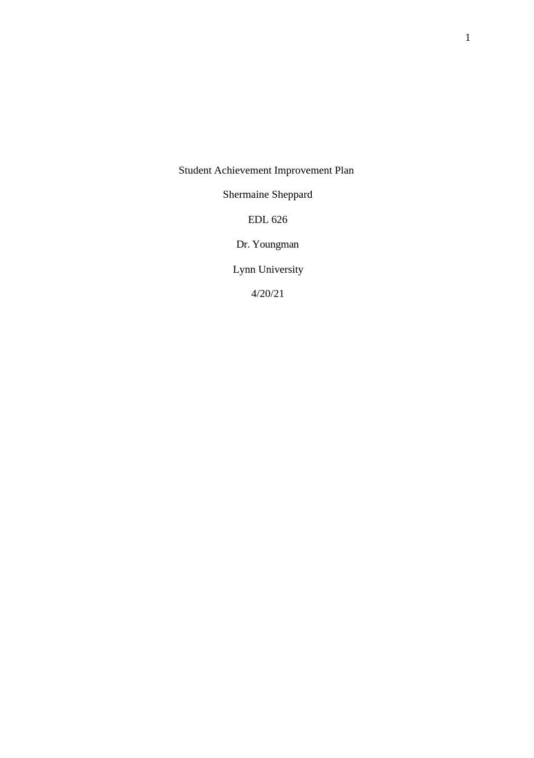 Student Achievement Improvement Plan EDL 626 ^N.docx_dzzrgmzngmn_page1