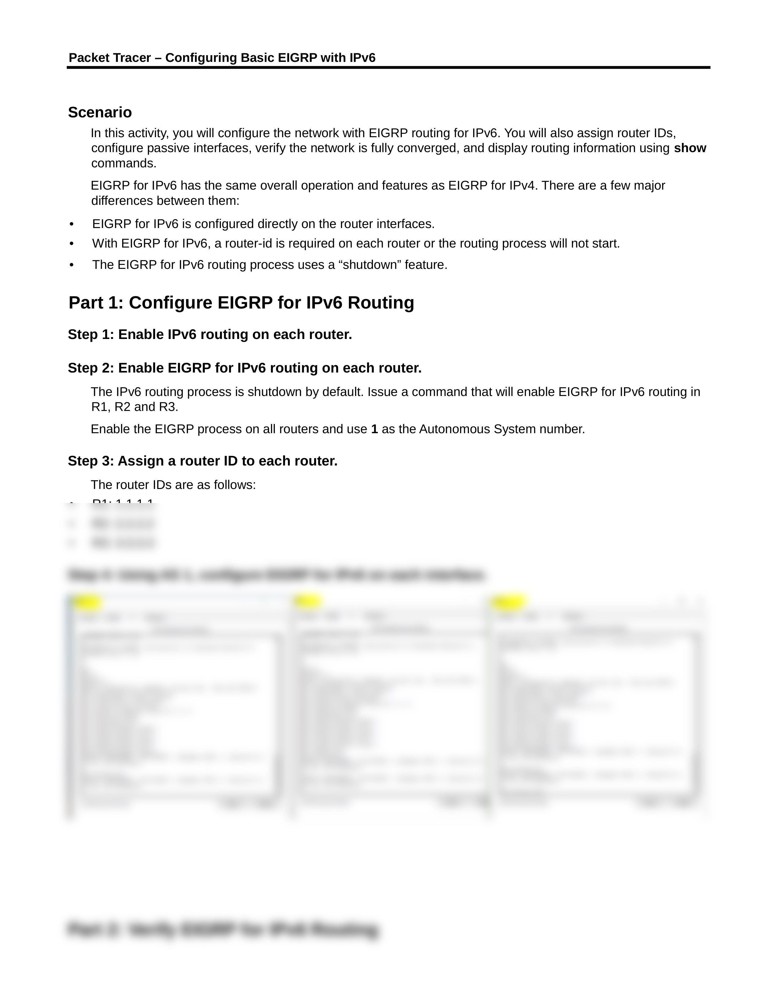 6.4.3.4 Packet Tracer - Configuring Basic EIGRP with IPv6 Routing Instructions.docx_d7btfnrkz9w_page2