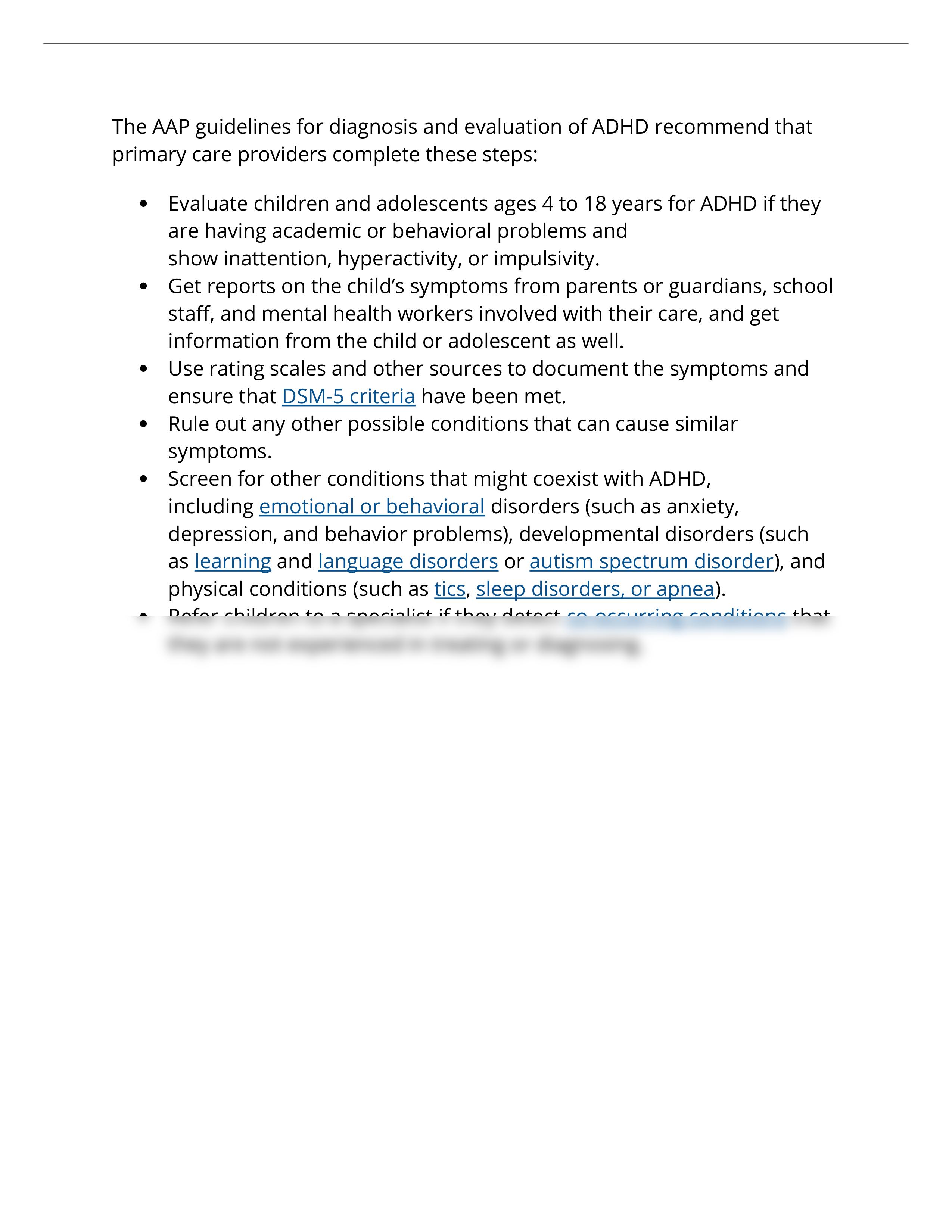 The AAP guidelines for diagnosis and evaluation of ADHD recommend that primary care providers comple_d8t8nm0k2fo_page1