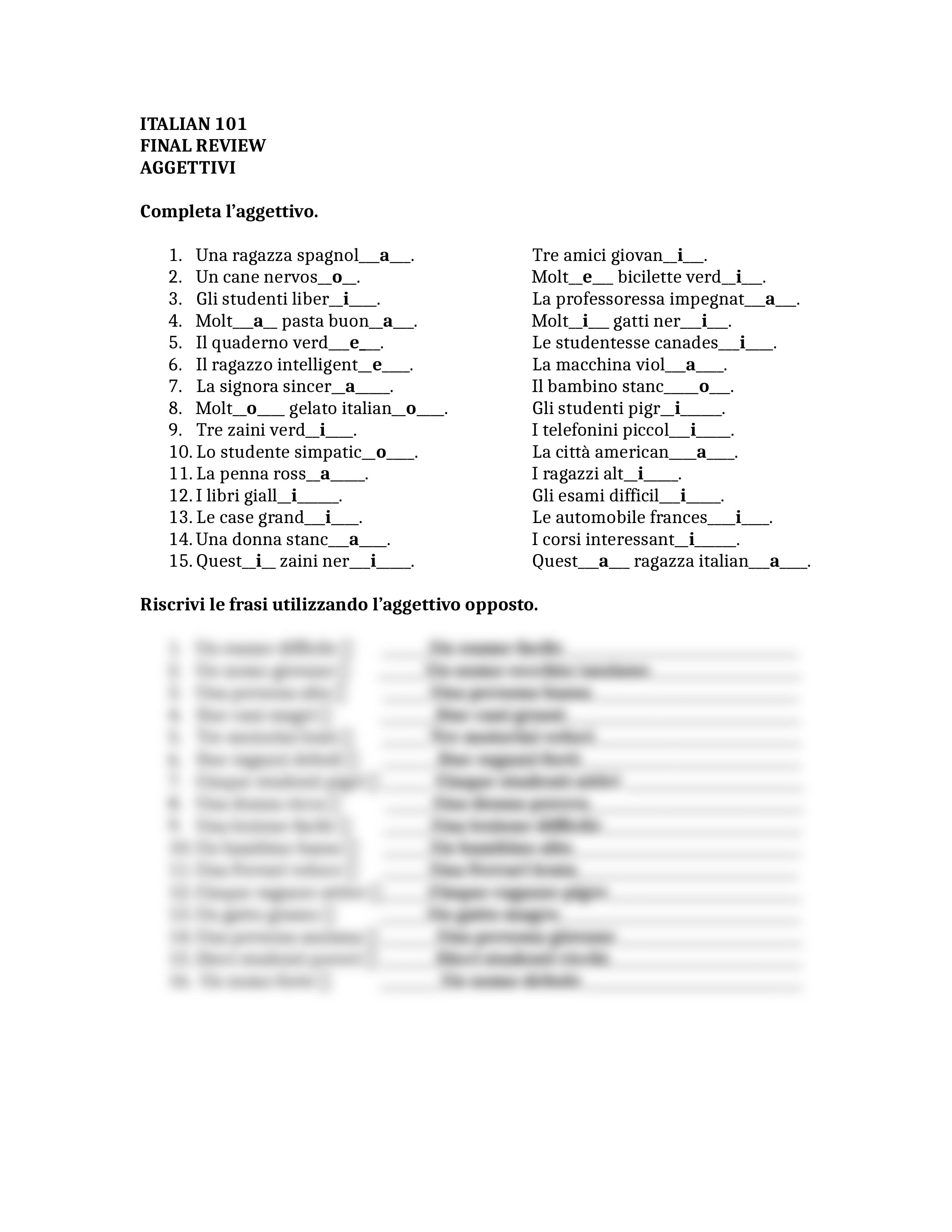 ITALIAN 101 FINAL REVIEW -- ANSWER KEY1.docx_d8x78kqzf2g_page2