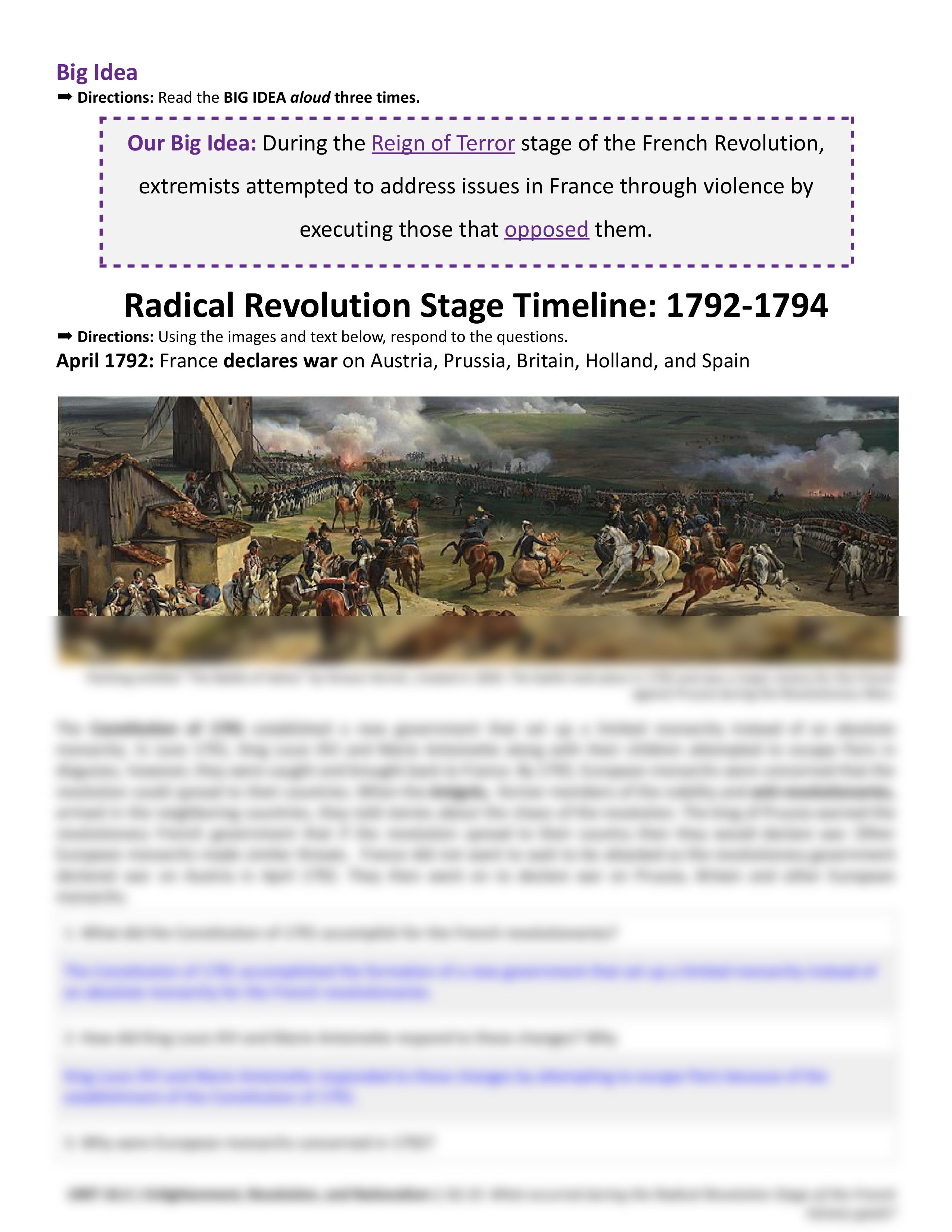 SQ 9. What occurred during the Radical Revolution Stage of the French Revolution_ To what extent did_d97pqe3e400_page2