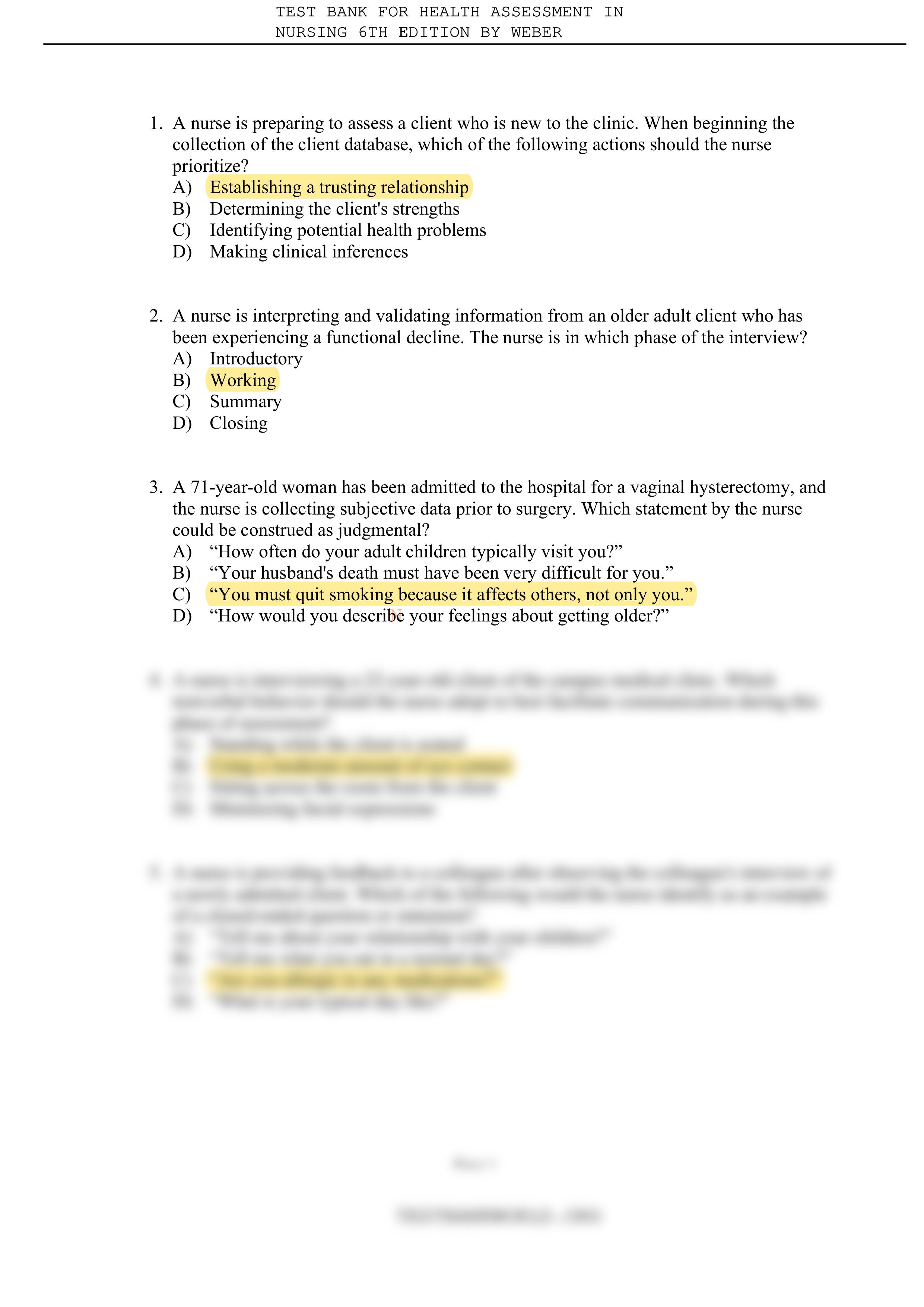 Test bank for Health Assessment in Nursing 6th edition by Weber .pdf_dbfogb9pbls_page2