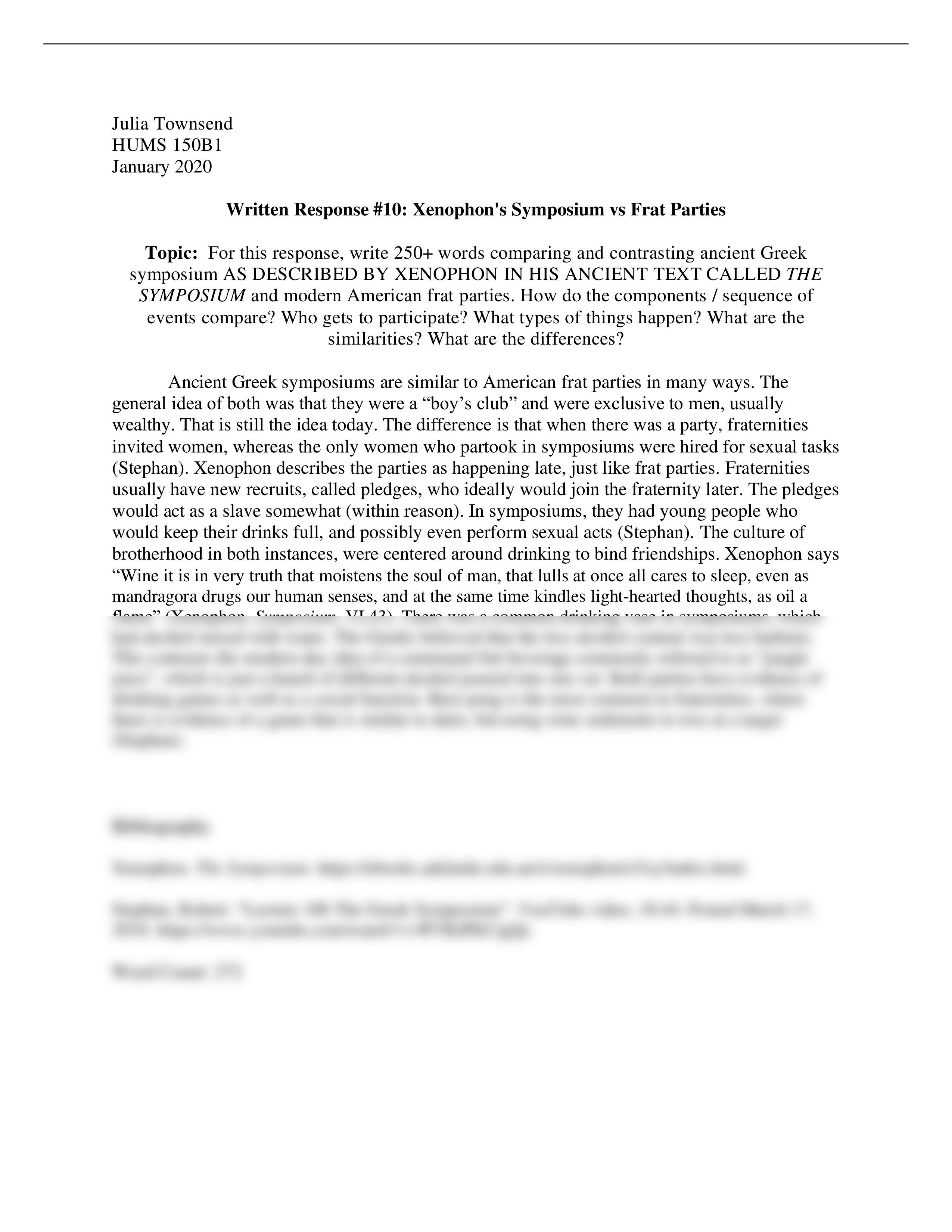 Written Response 10- Xenophon's Symposium vs Frat Parties.pdf_dbu5fyeco3t_page1