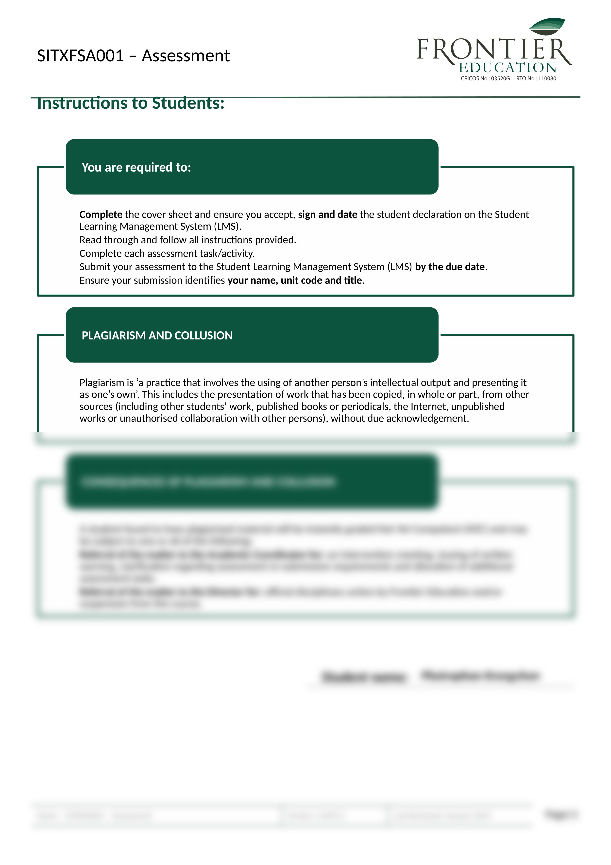 SITXFSA001 - Use hygienic practices for food safety - Assessment V.2019.1.docx_dbuezd3kzga_page2