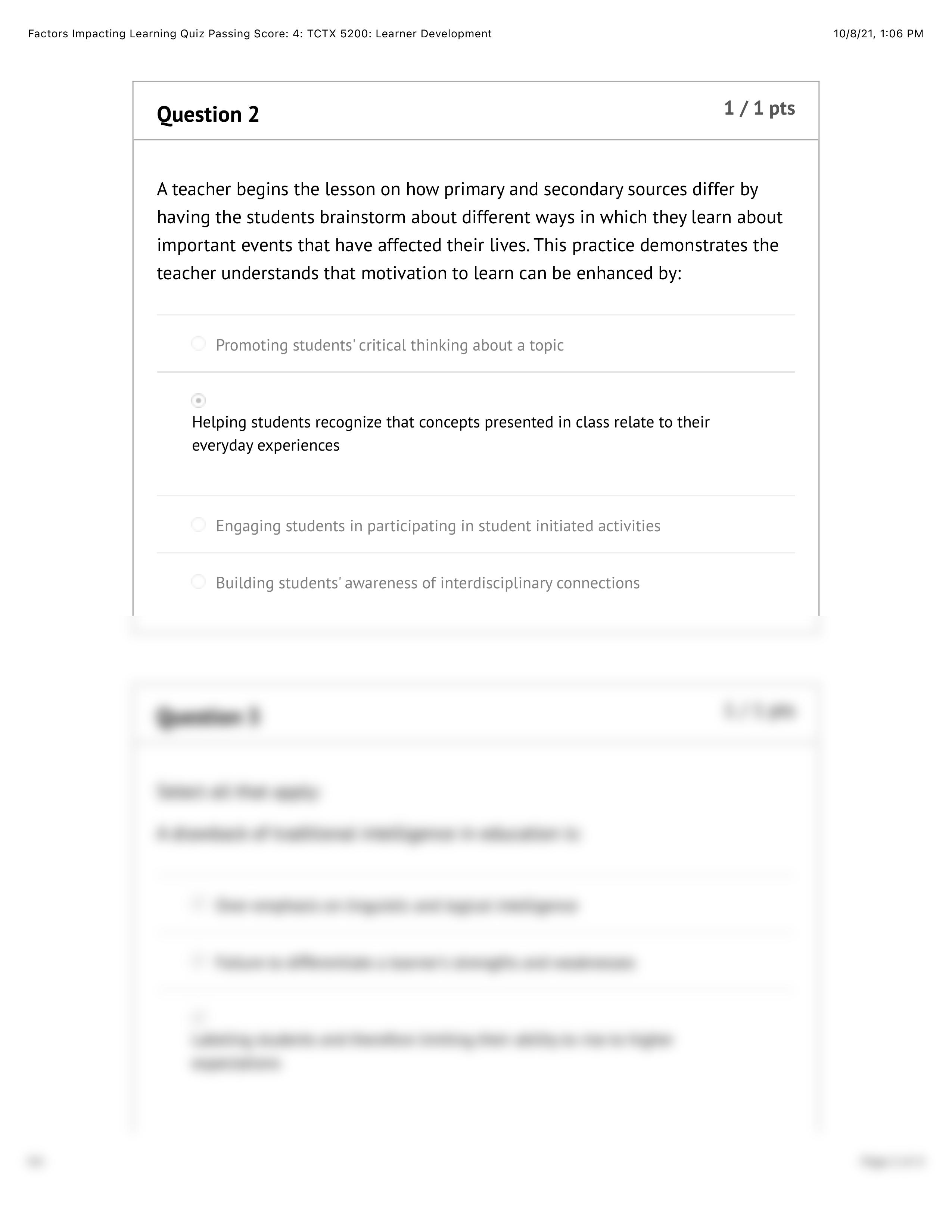 Factors Impacting Learning Quiz Passing Score: 4: TCTX 5200: Learner Development.pdf_dddm1cd5ul3_page2