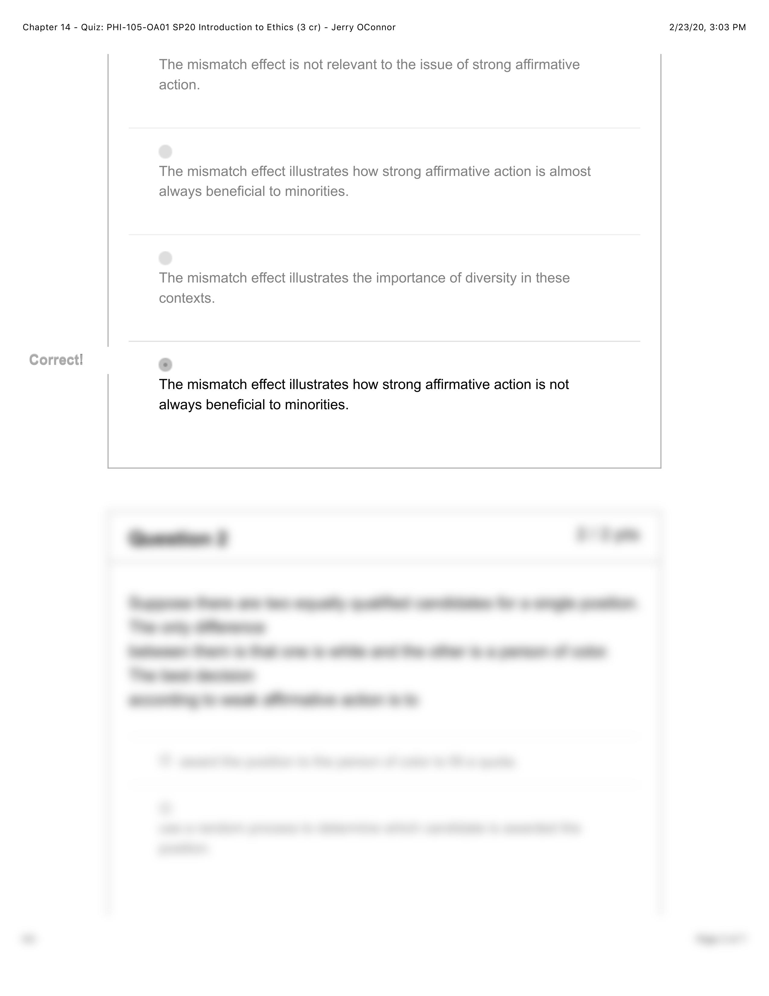 Chapter 14 - Quiz: PHI-105-OA01 SP20 Introduction to Ethics (3 cr) - Jerry OConnor.pdf_difew1zrnn5_page2