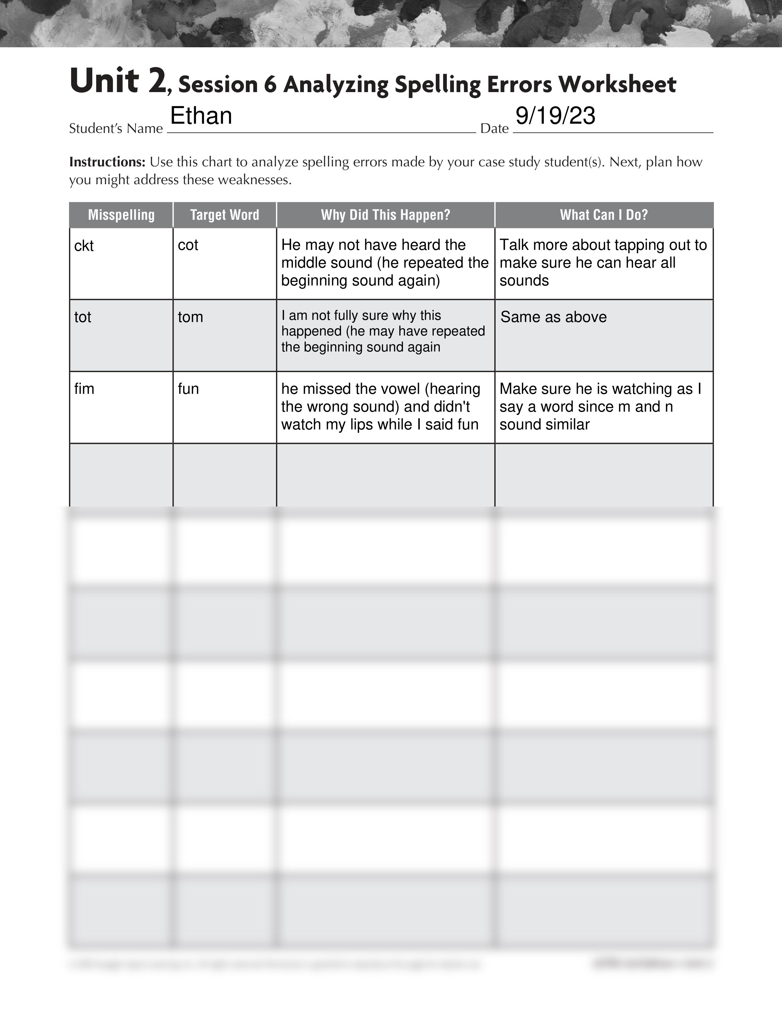 Unit 2 Session 6 Analyzing Spelling Errors Worksheet Student 2.pdf_dj6wkdxw5ve_page1