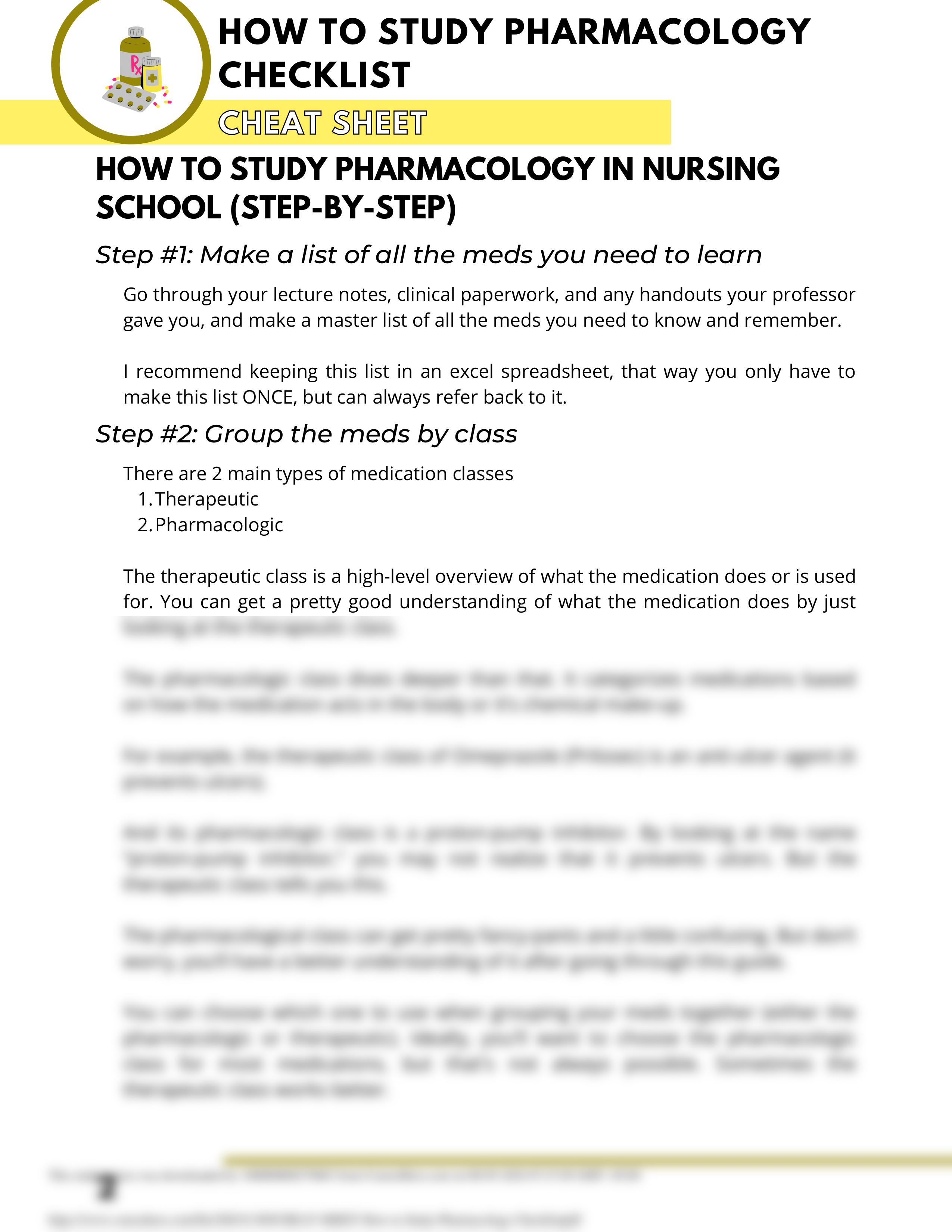 CHEAT SHEET - How to Study Pharmacology Checklist.pdf_djv2rraz2b7_page2