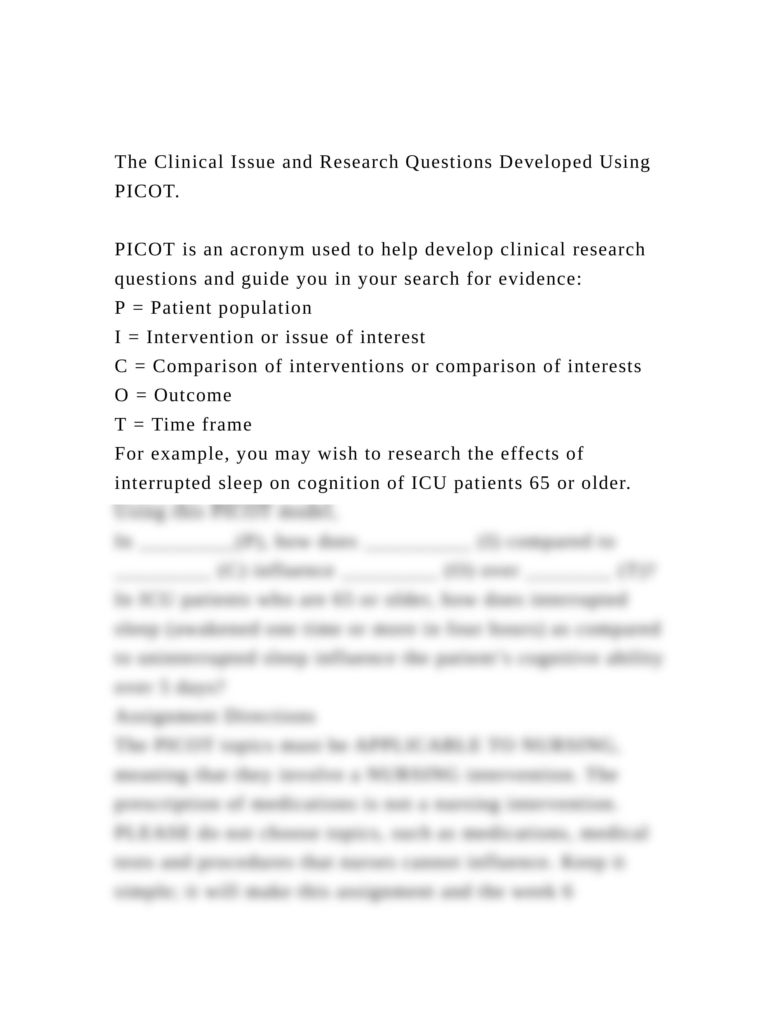 The Clinical Issue and Research Questions Developed Using PICOT. .docx_dltadc9u1i3_page2