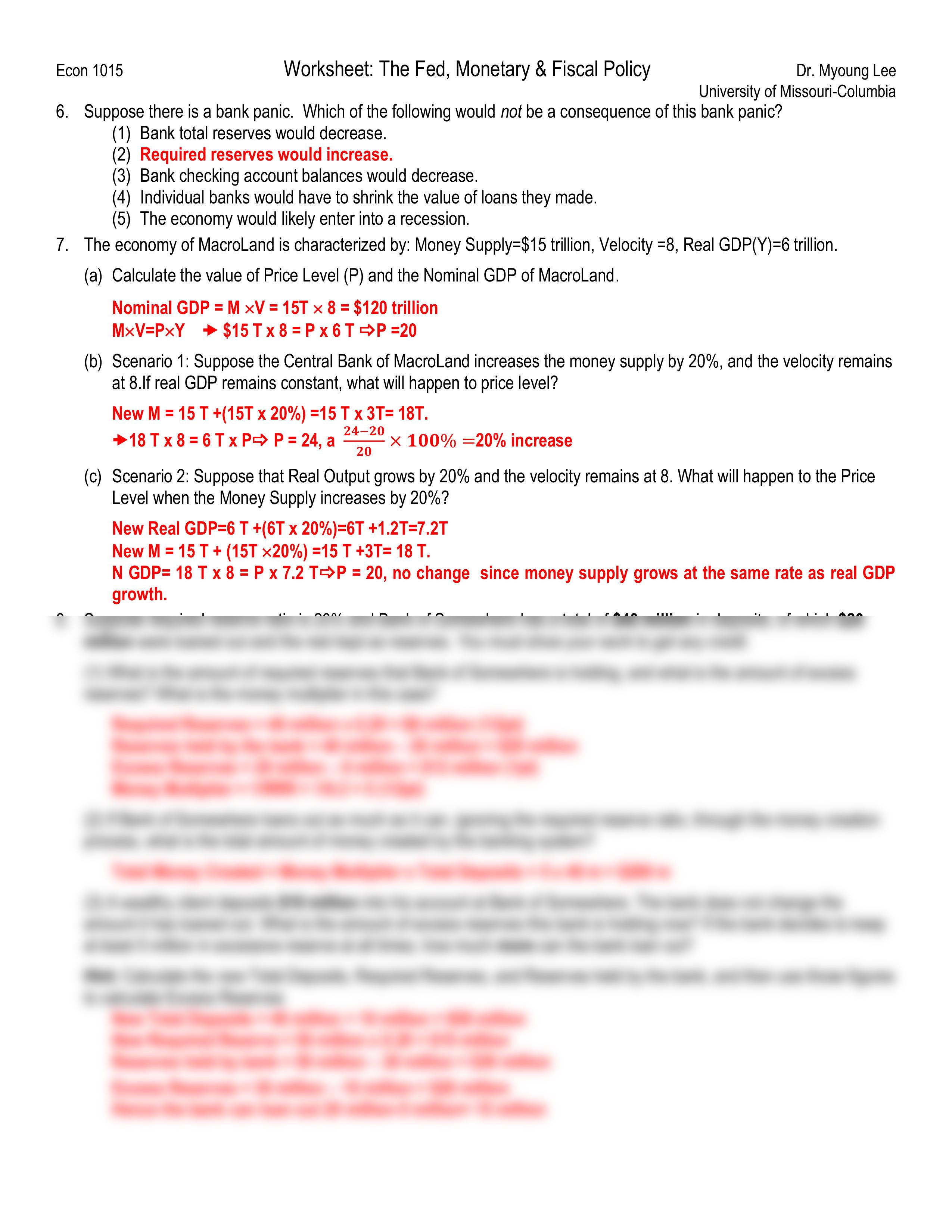 Worksheet 10 The Fed, Monetary & Fiscal Policies Solution_drdfbwvebos_page2