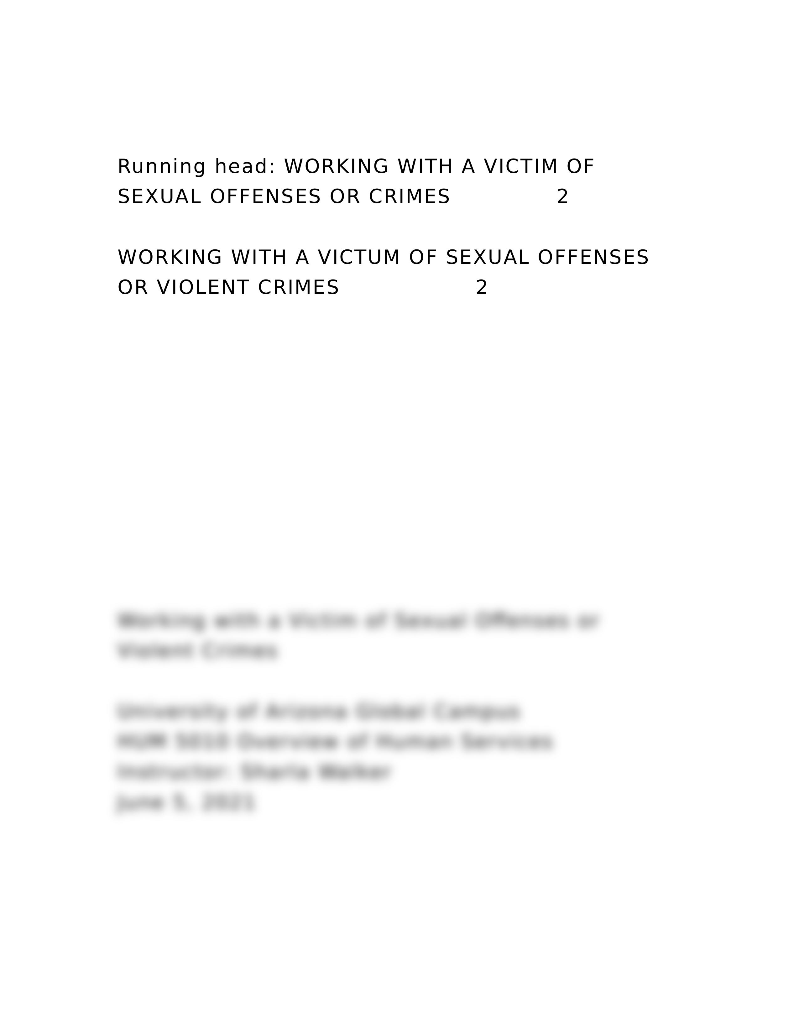 Running head WORKING WITH A VICTIM OF SEXUAL OFFENSES OR CRIMES  .docx_dsnc0y4wrdd_page2