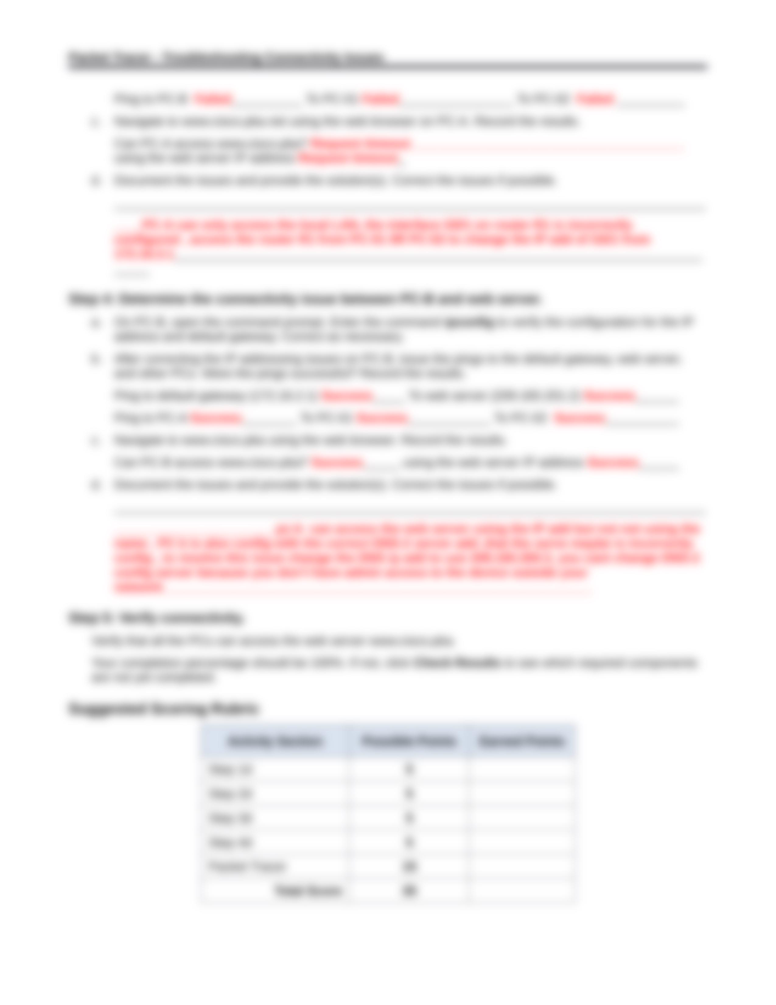 11.4.3.6 Packet Tracer - Troubleshooting Connectivty Issues week 4 assesment 8.docx_dwg2wxrwpu1_page3