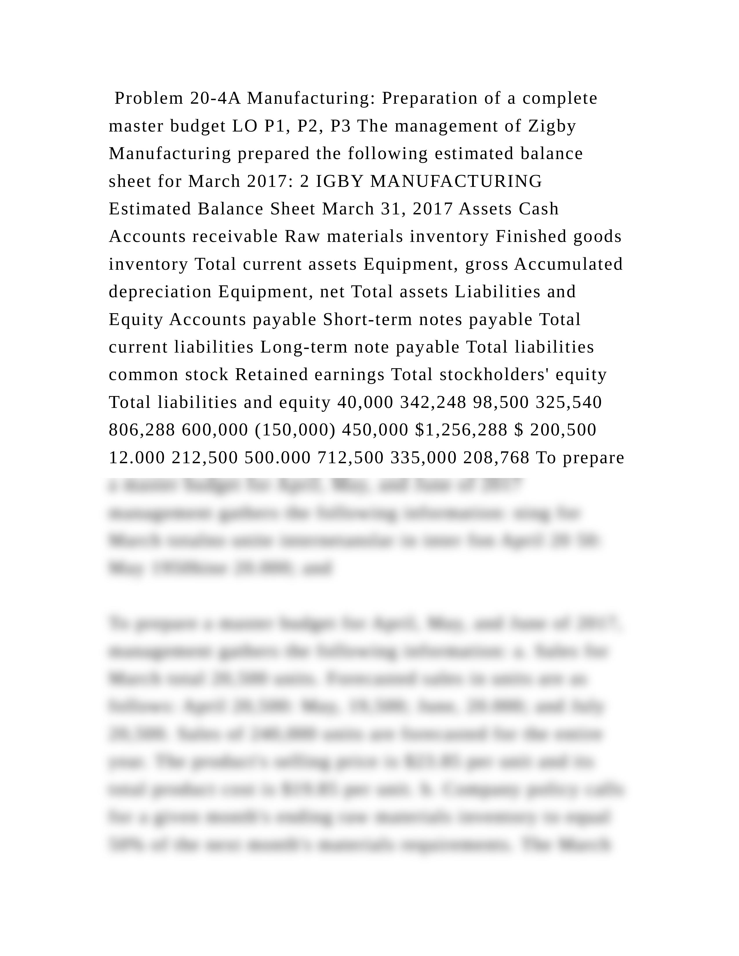 Problem 20-4A Manufacturing Preparation of a complete master budget .docx_dydds1nb4is_page2