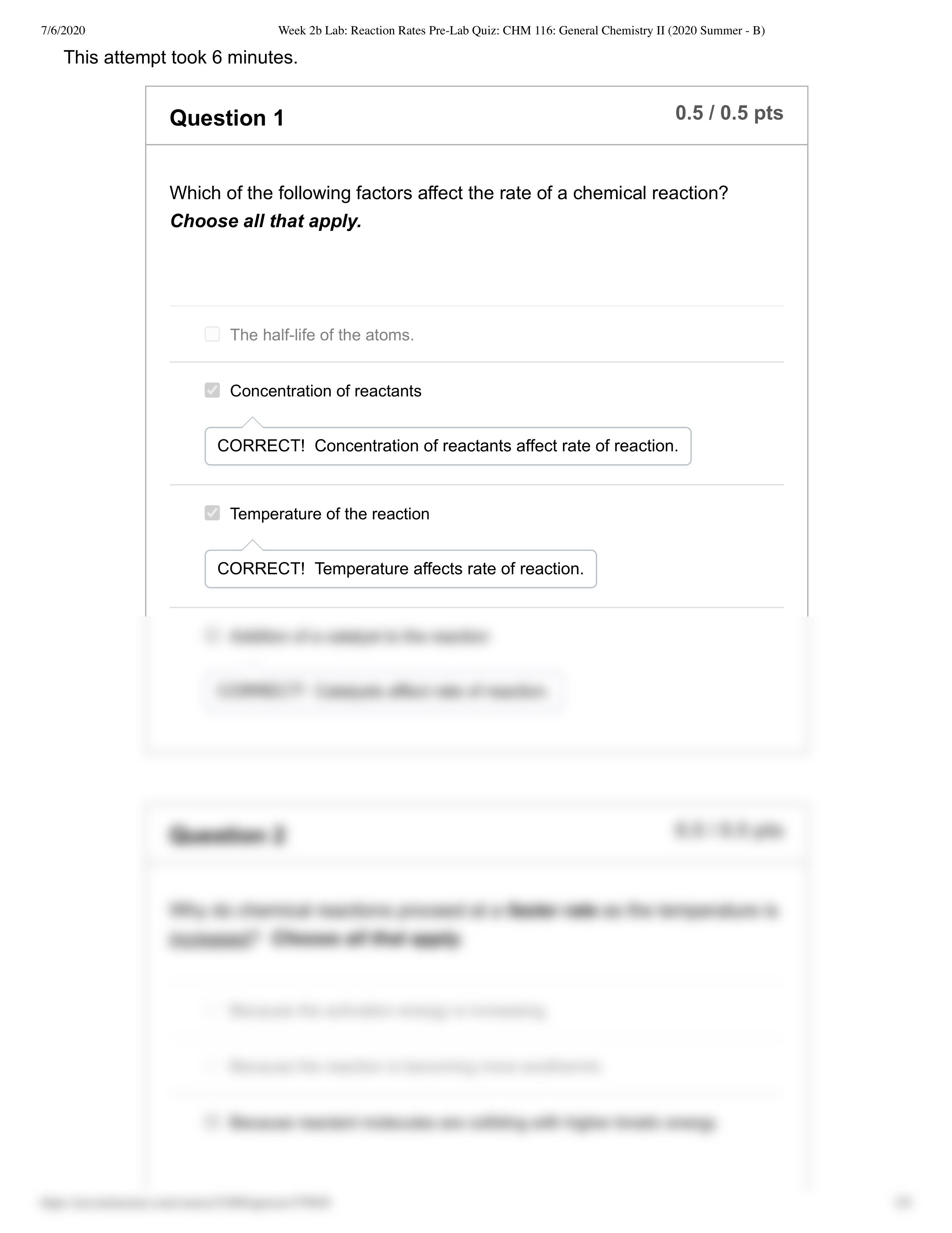 6Week 2b Lab_ Reaction Rates Pre-Lab Quiz_ CHM 116_ General Chemistry II (2020 Summer - B).pdf_dywje6pvh73_page2