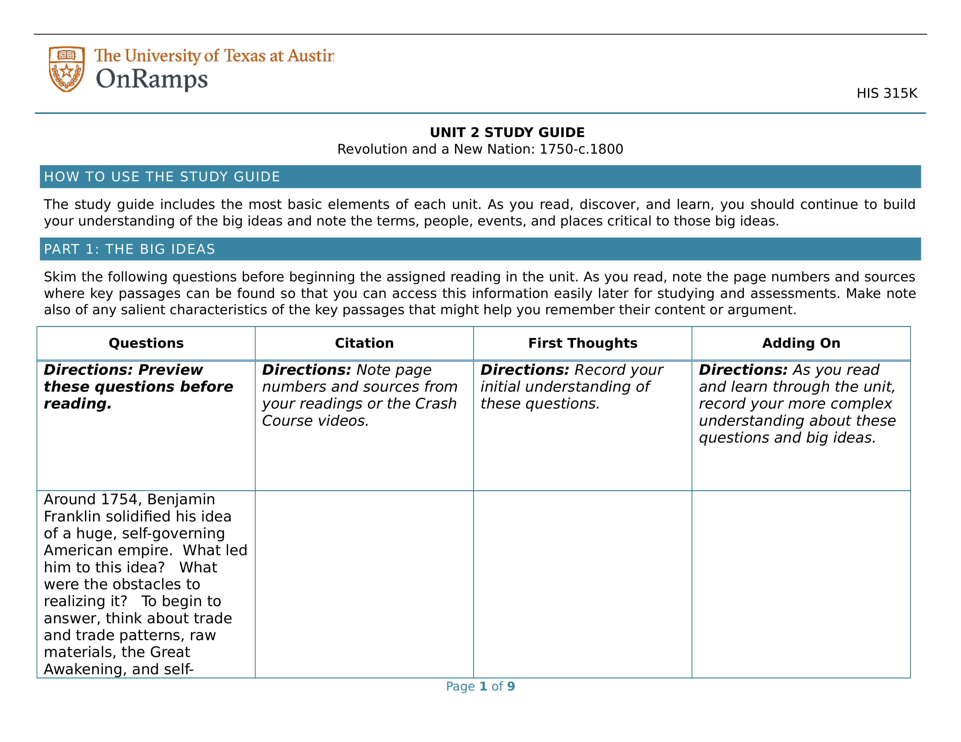 HIS 315K Unit 2 Study Guide_Canvas 18-19.docx_d0070df5hn9_page1