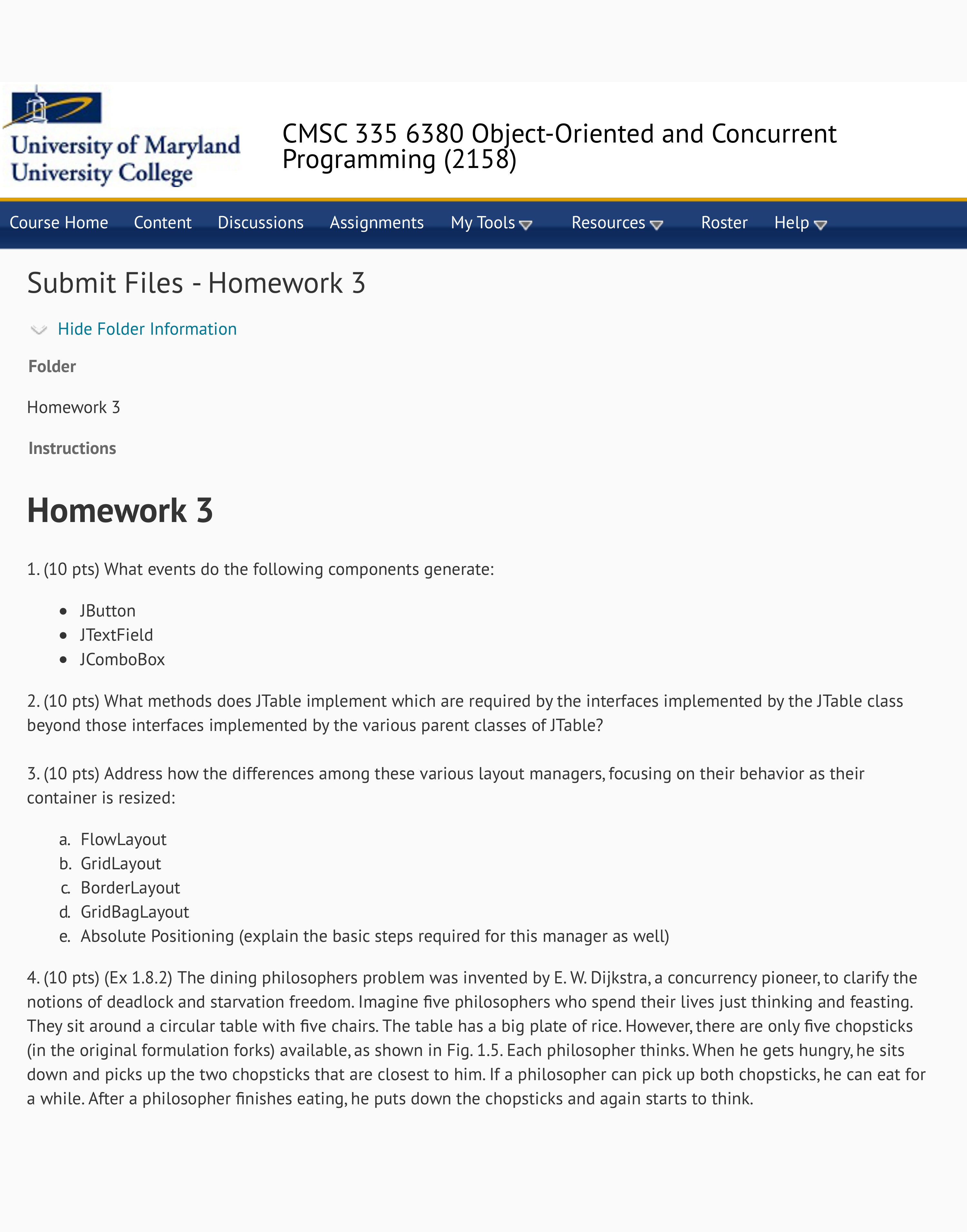 Homework 3 - CMSC 335 6380 Object-Oriented and Concurrent Programming (2158) - UMUC L_d12yczgkkkx_page1