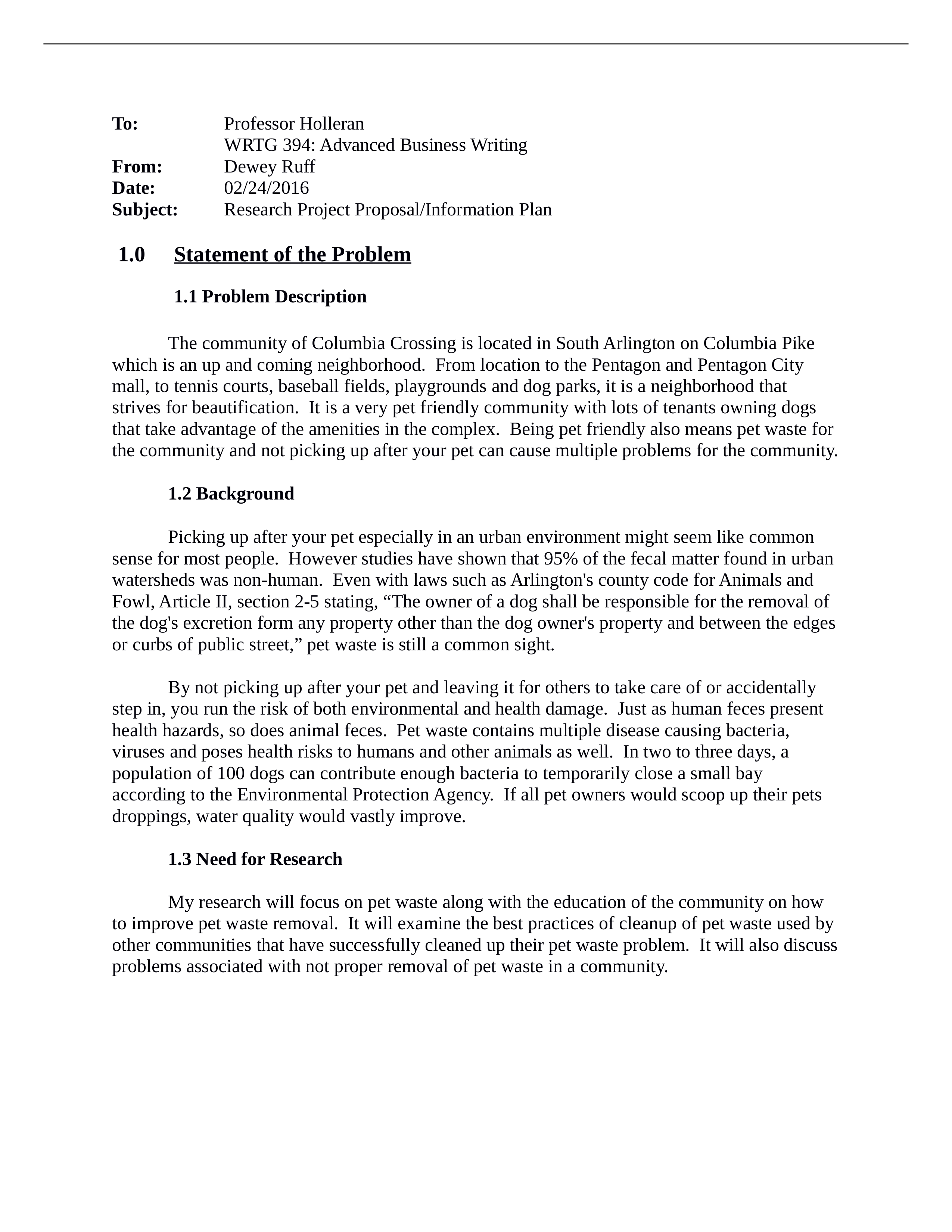 WRTG 394 Research Proposal Info Plan Pet Waste Removal Memo_d1kkz6wtjwd_page1