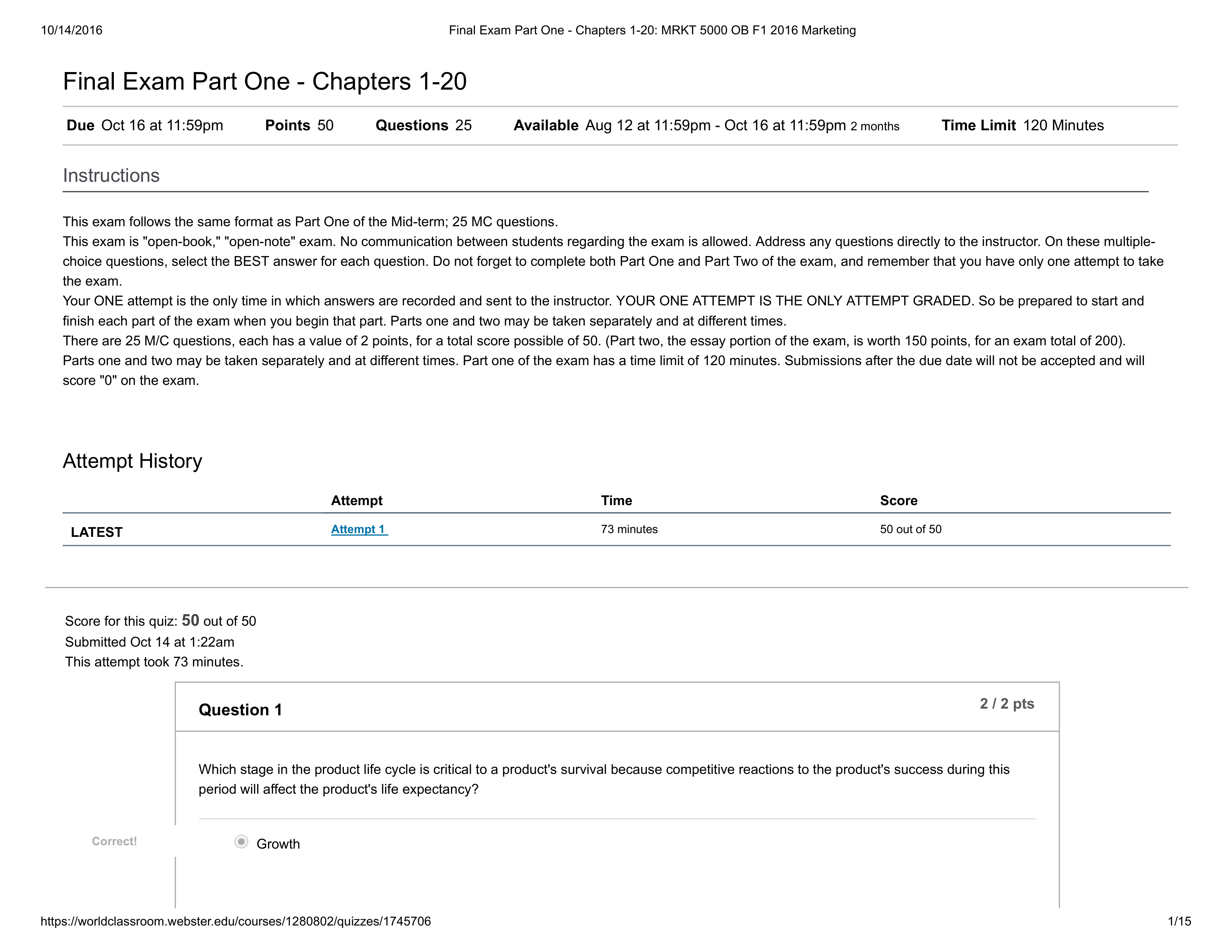 Final Exam Part One - Chapters 1-20_ MRKT 5000 OB F1 2016 Marketing_d1kmguoldrx_page1