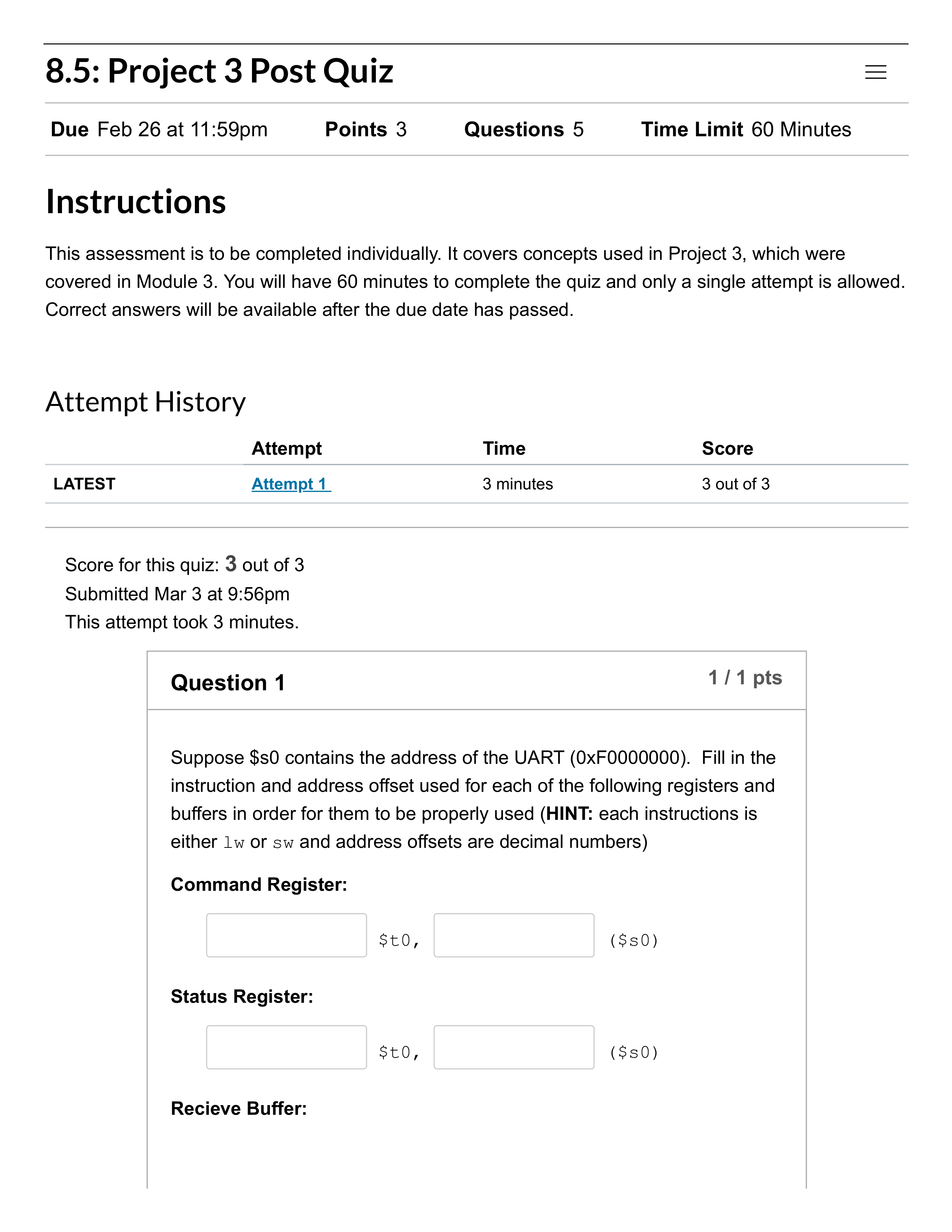 8.5_ Project 3 Post Quiz_ CSE_EEE 230_ Computer Org_Assemb Lang Prog (2020 Spring - A).pdf_d1p9j34t3d4_page1