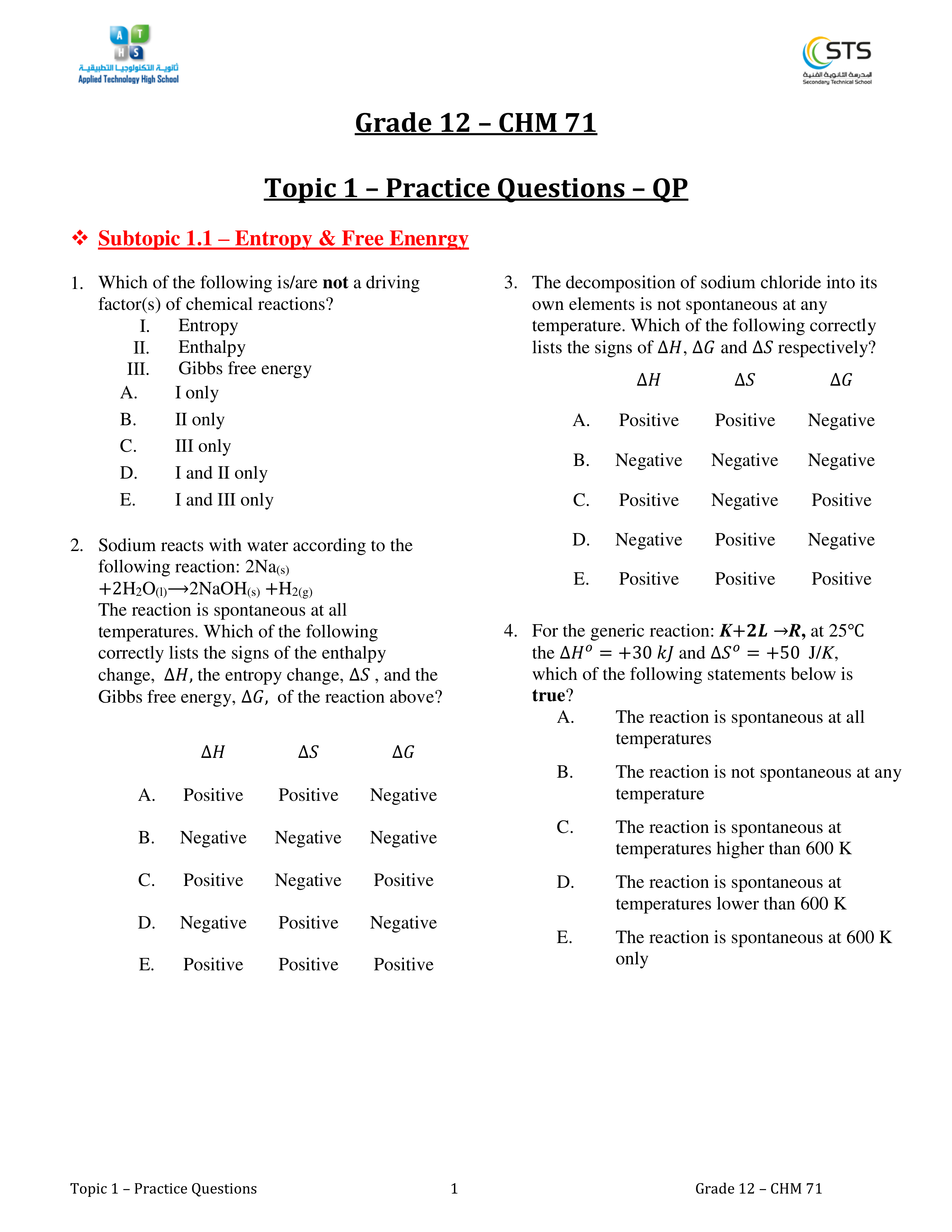 G12-CHM71-Topic 1-Practice Questions QP (AY 2019-2020).pdf_d1pu9nzk741_page1